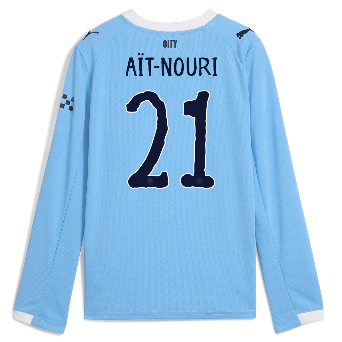 Manchester City kids manchester city kidsuper home jersey 202526 long sleeve with ait-nouri 21 printing Collection - ManchesterCitystore.com
