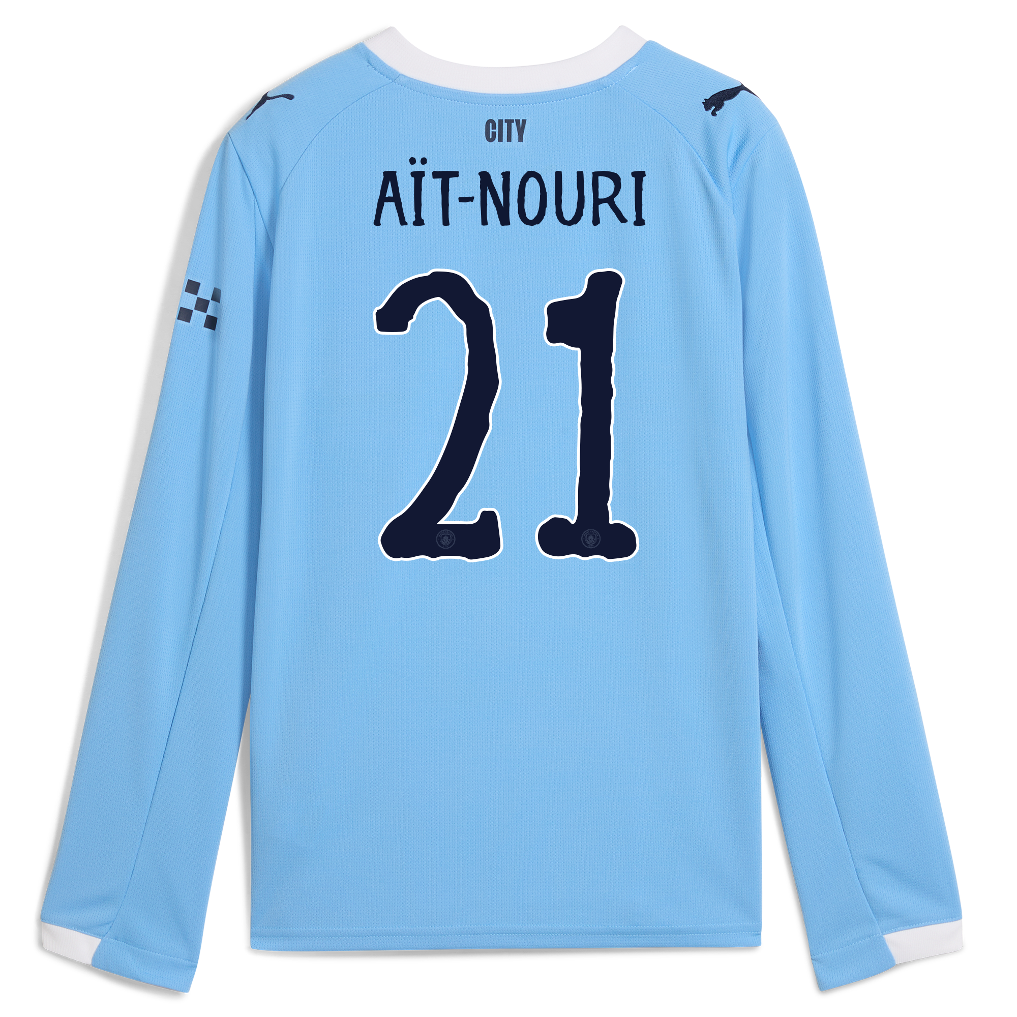 Manchester City kids manchester city kidsuper home jersey 202526 long sleeve with ait-nouri 21 printing Collection - ManchesterCitystore.com