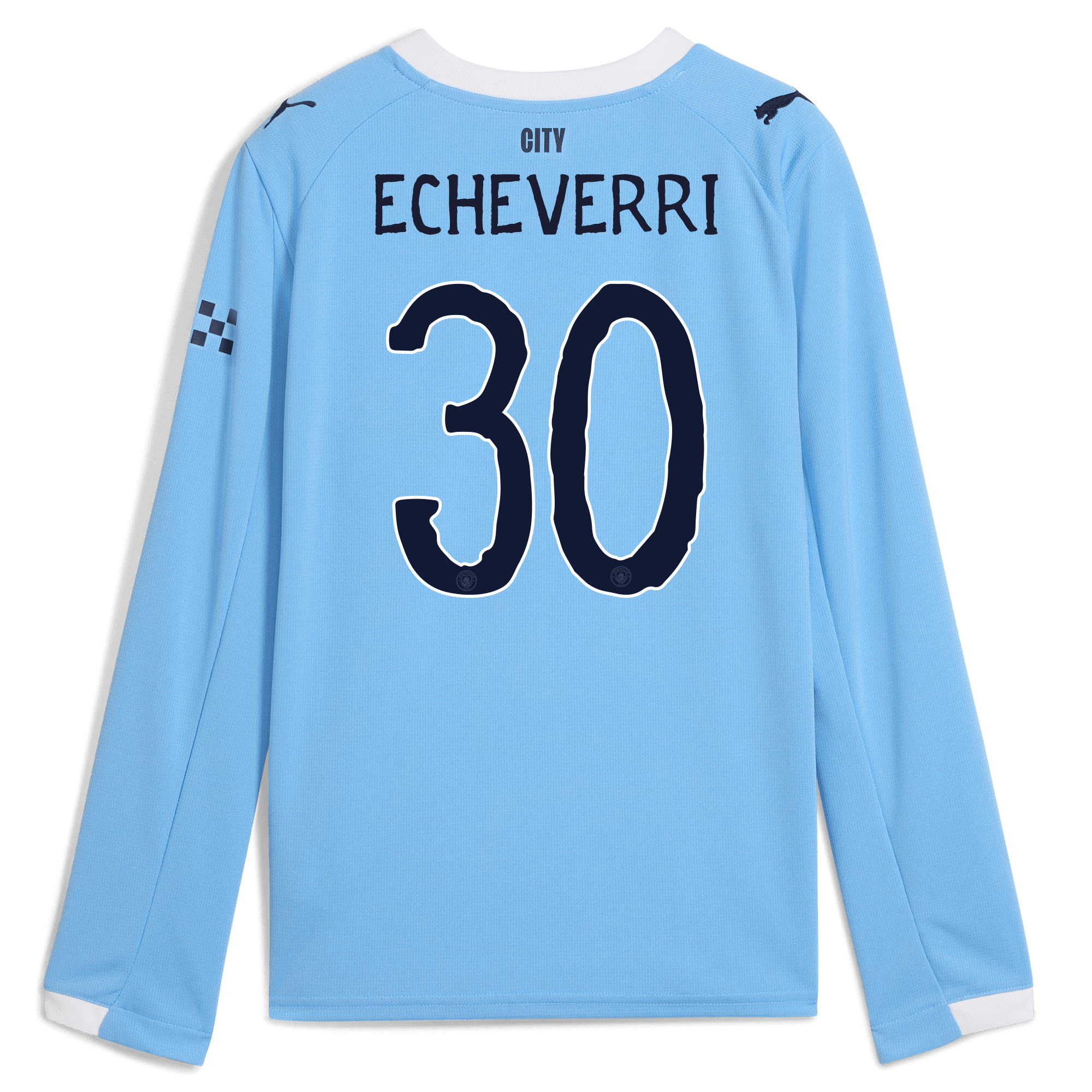 Manchester City kids manchester city kidsuper home jersey 202526 long sleeve with echeverri 30 printing Collection - ManchesterCitystore.com