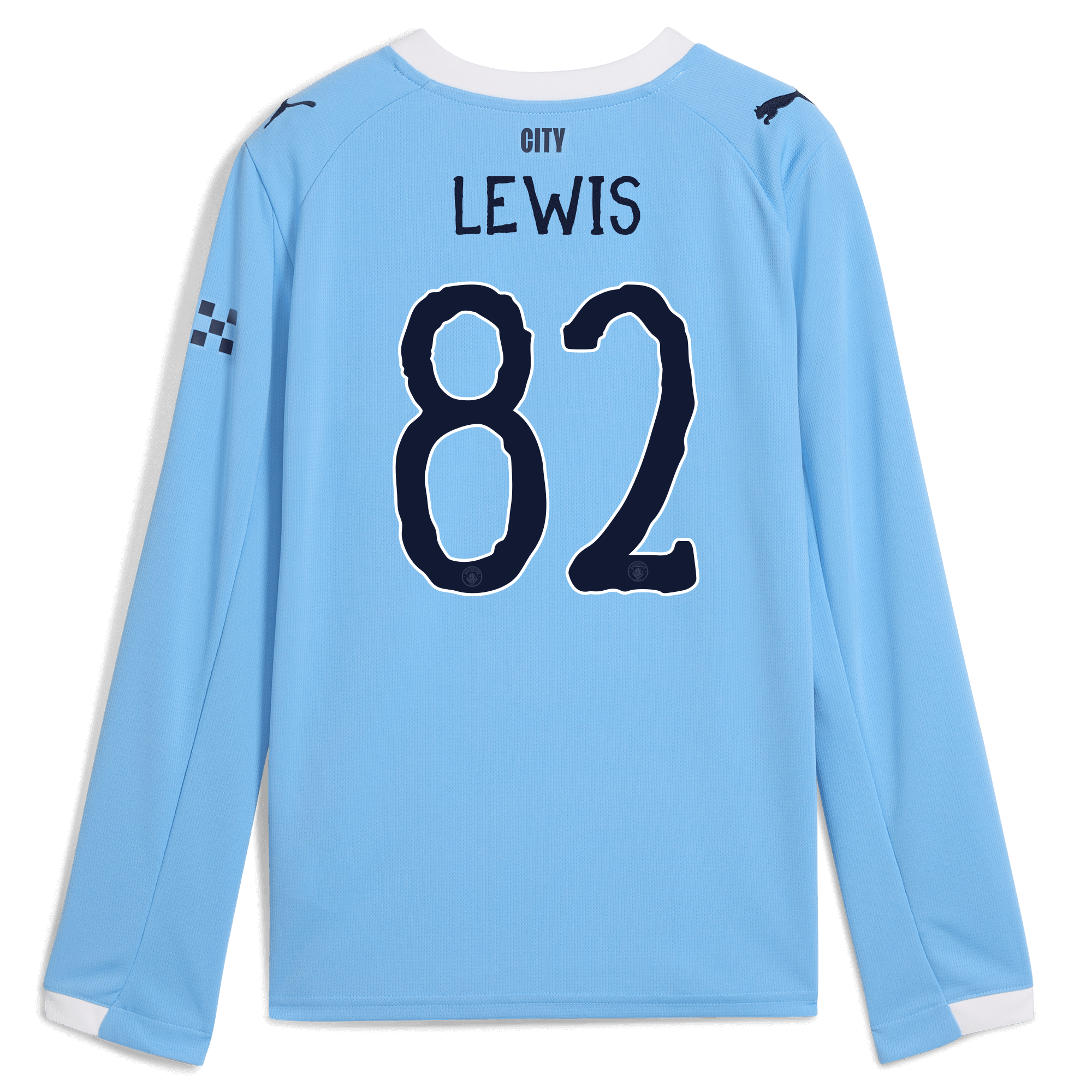 Manchester City kids manchester city kidsuper home jersey 202526 long sleeve with lewis 82 printing Collection - ManchesterCitystore.com
