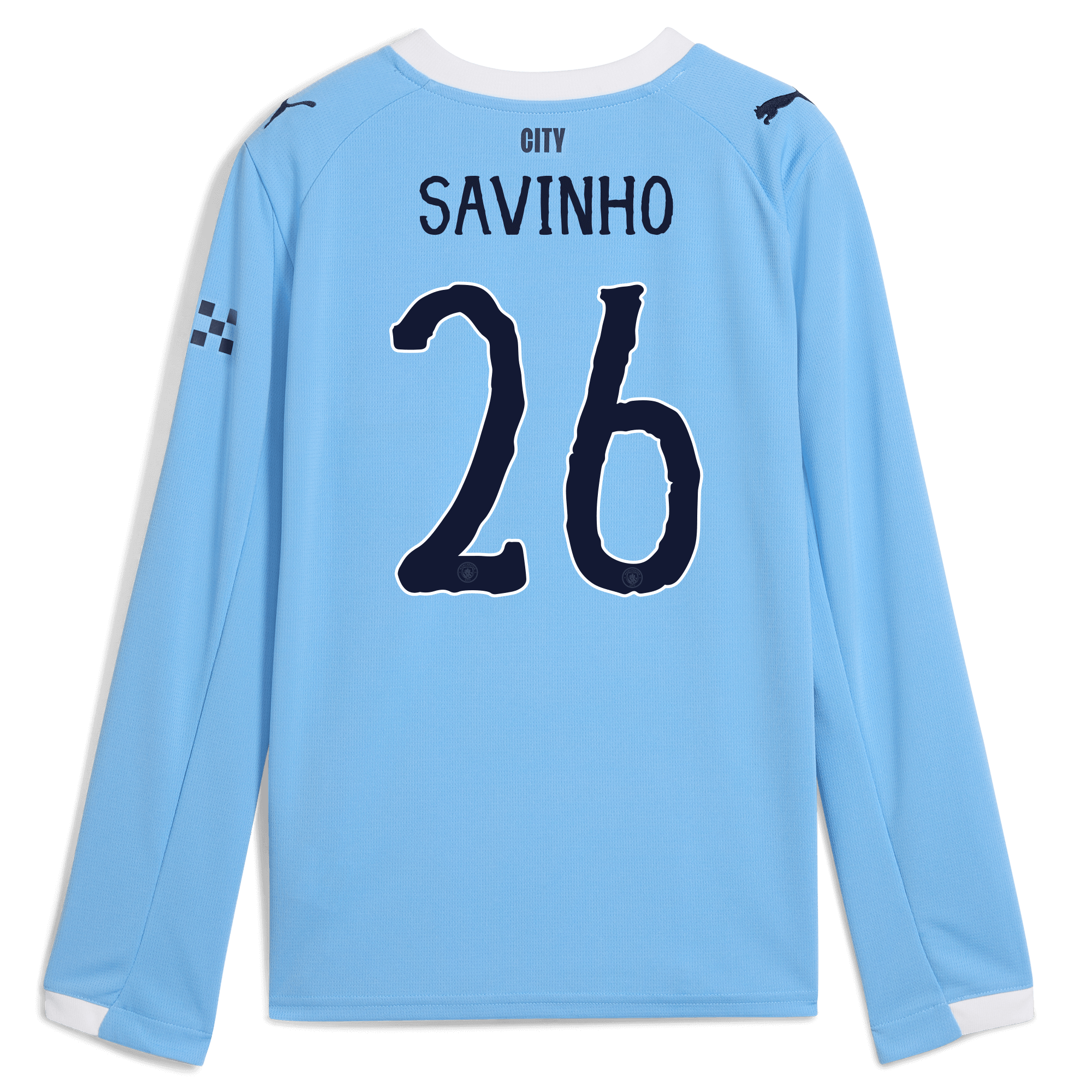 Manchester City kids manchester city kidsuper home jersey 202526 long sleeve with savinho 26 printing Collection - ManchesterCitystore.com