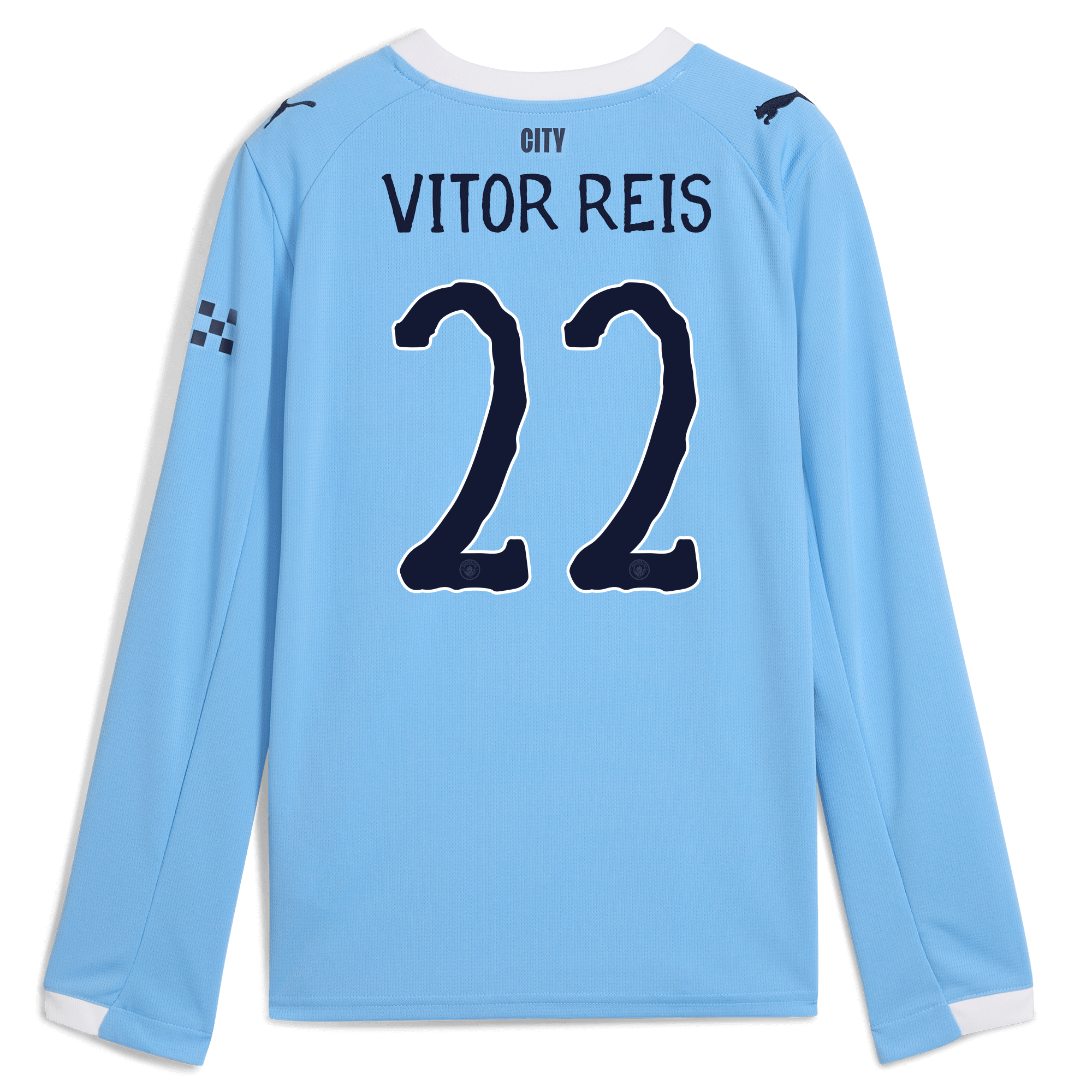Manchester City kids manchester city kidsuper home jersey 202526 long sleeve with vitor reis 22 printing Collection - ManchesterCitystore.com
