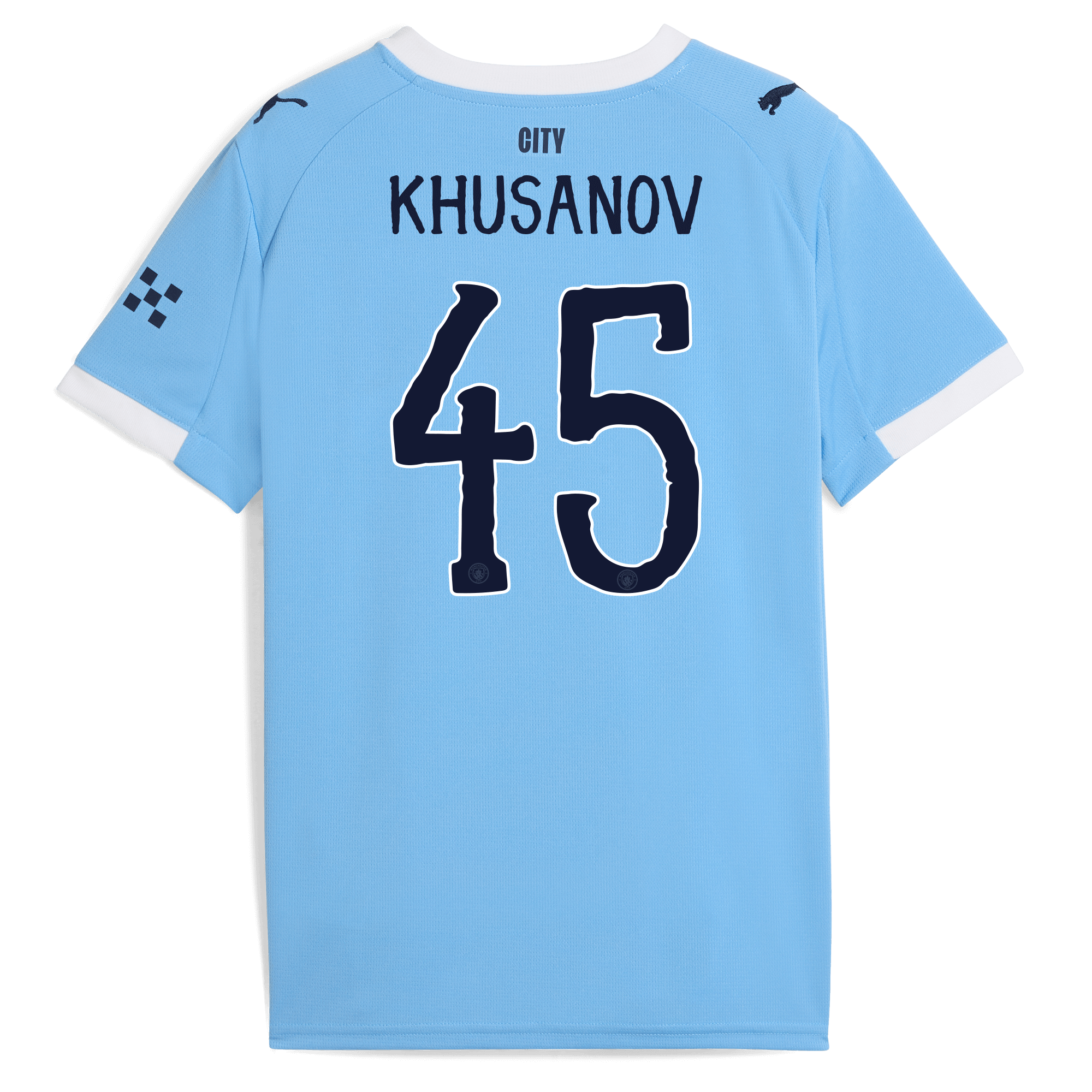 Manchester City kids manchester city kidsuper home jersey 202526 with khusanov 45 printing Collection - ManchesterCitystore.com