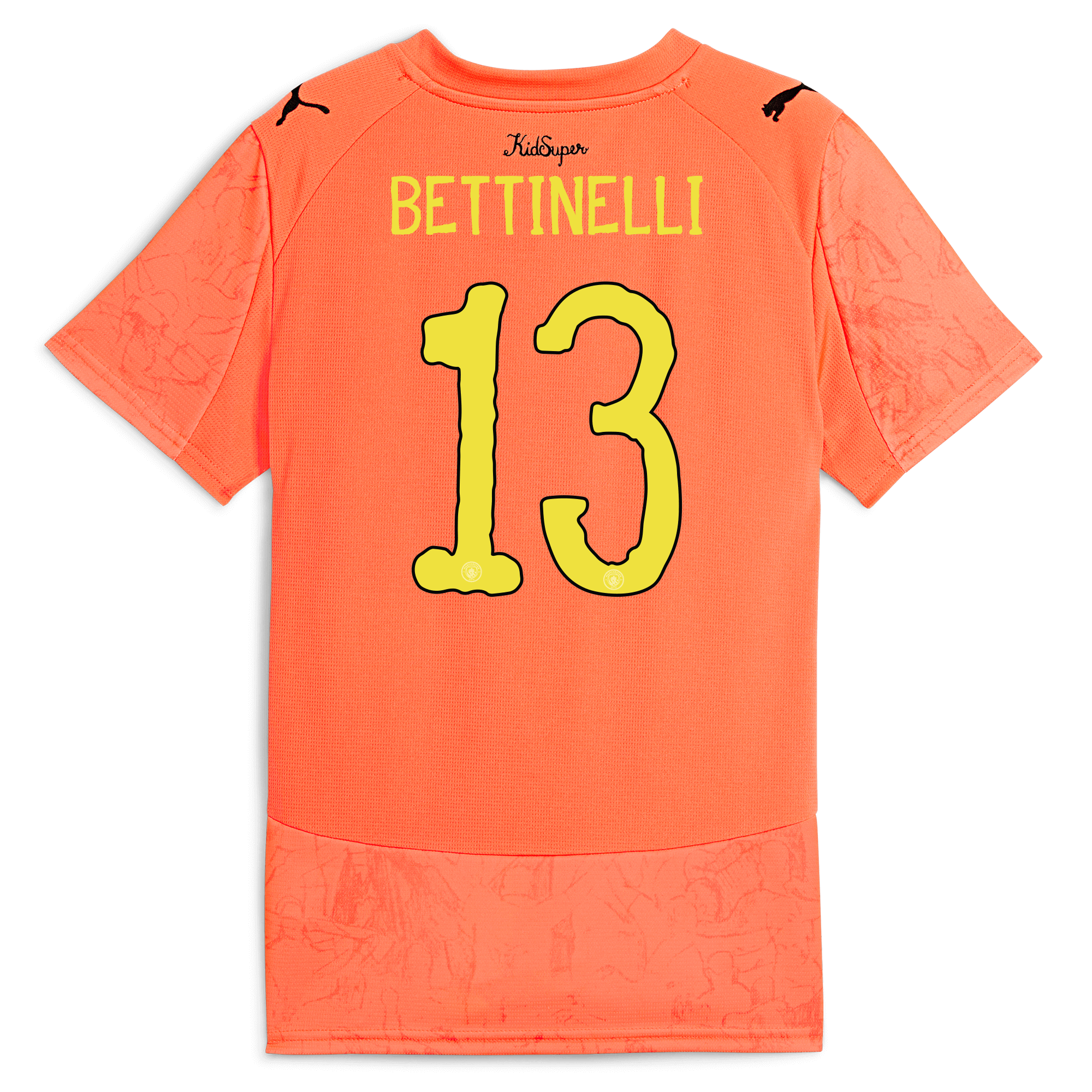 Manchester City kids manchester city kidsuper jersey orange 202526 with bettinelli 13 printing Collection - ManchesterCitystore.com