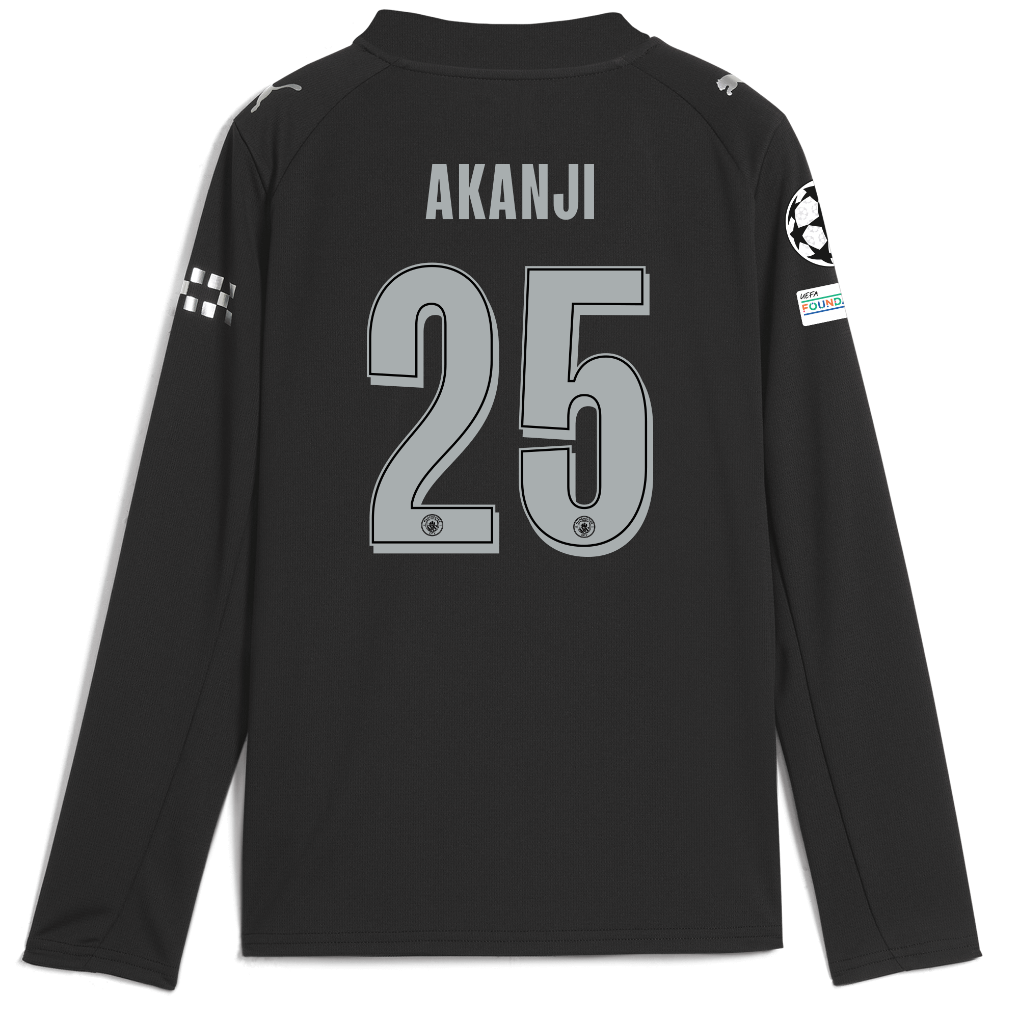 Manchester City kids manchester city man city champions league away jersey 202526 long sleeve with akanji 25 printing Collection - ManchesterCitystore.com