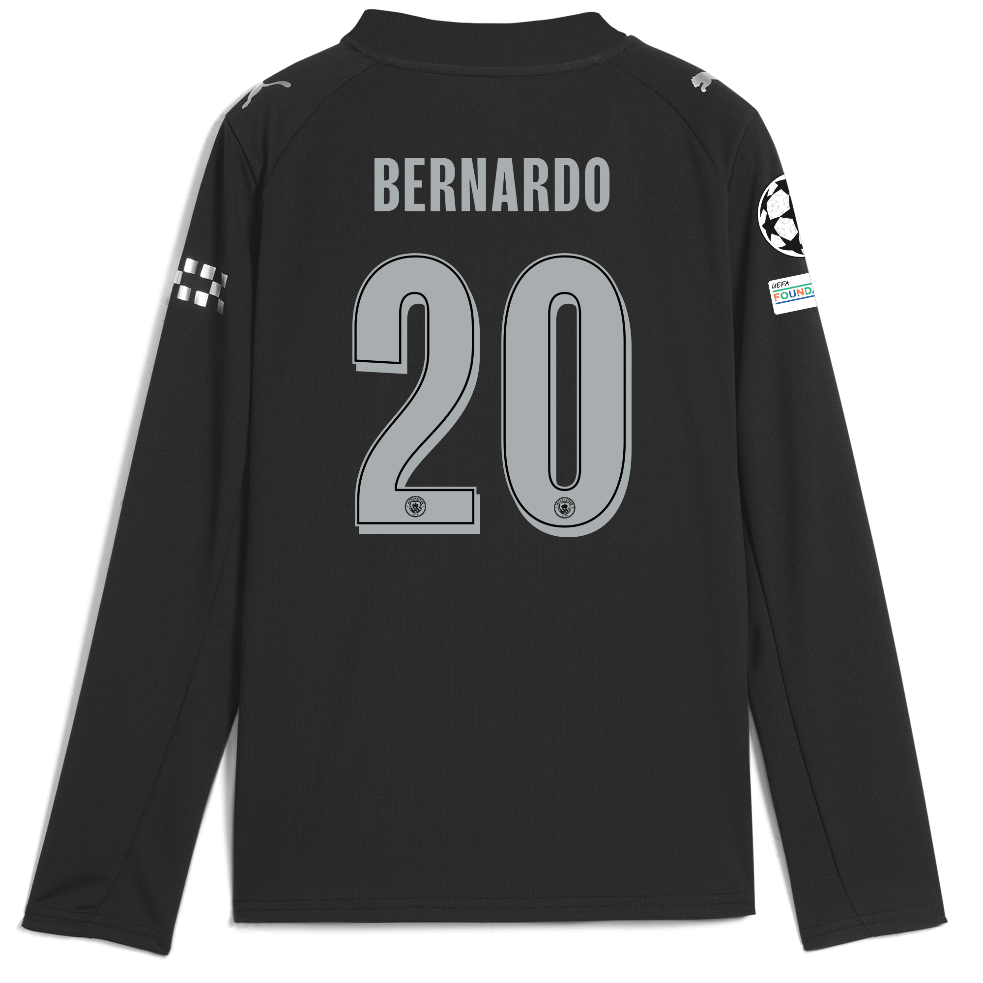 Manchester City kids manchester city man city champions league away jersey 202526 long sleeve with bernardo 20 printing Collection - ManchesterCitystore.com