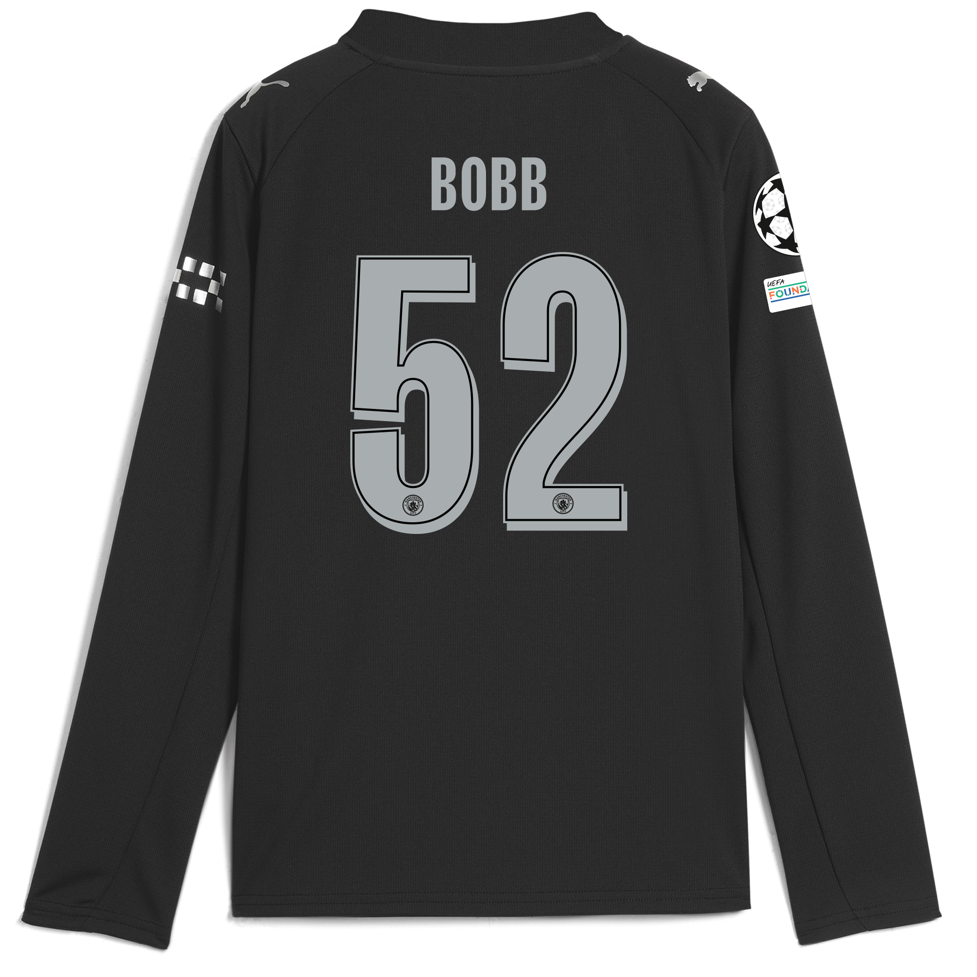 Manchester City kids manchester city man city champions league away jersey 202526 long sleeve with bobb 52 printing Collection - ManchesterCitystore.com