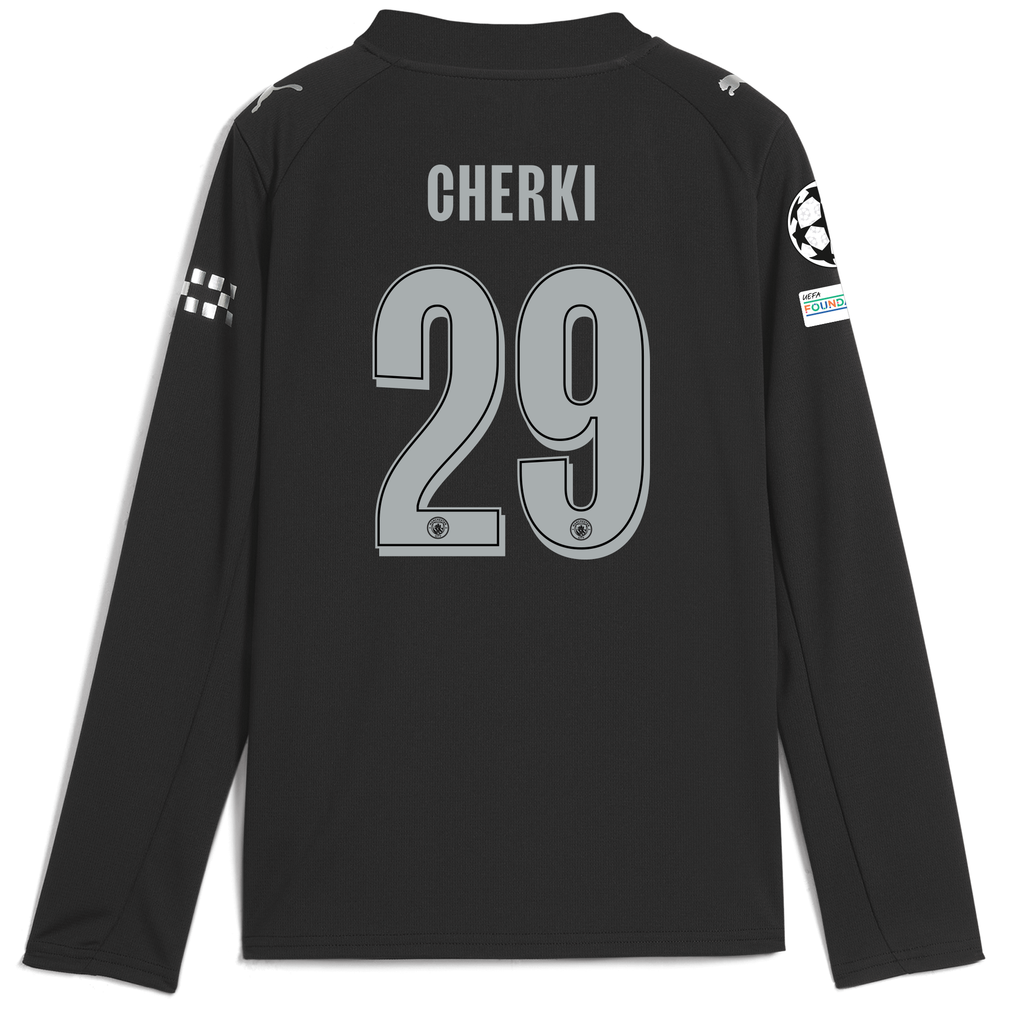 Manchester City kids manchester city man city champions league away jersey 202526 long sleeve with cherki 29 printing Collection - ManchesterCitystore.com