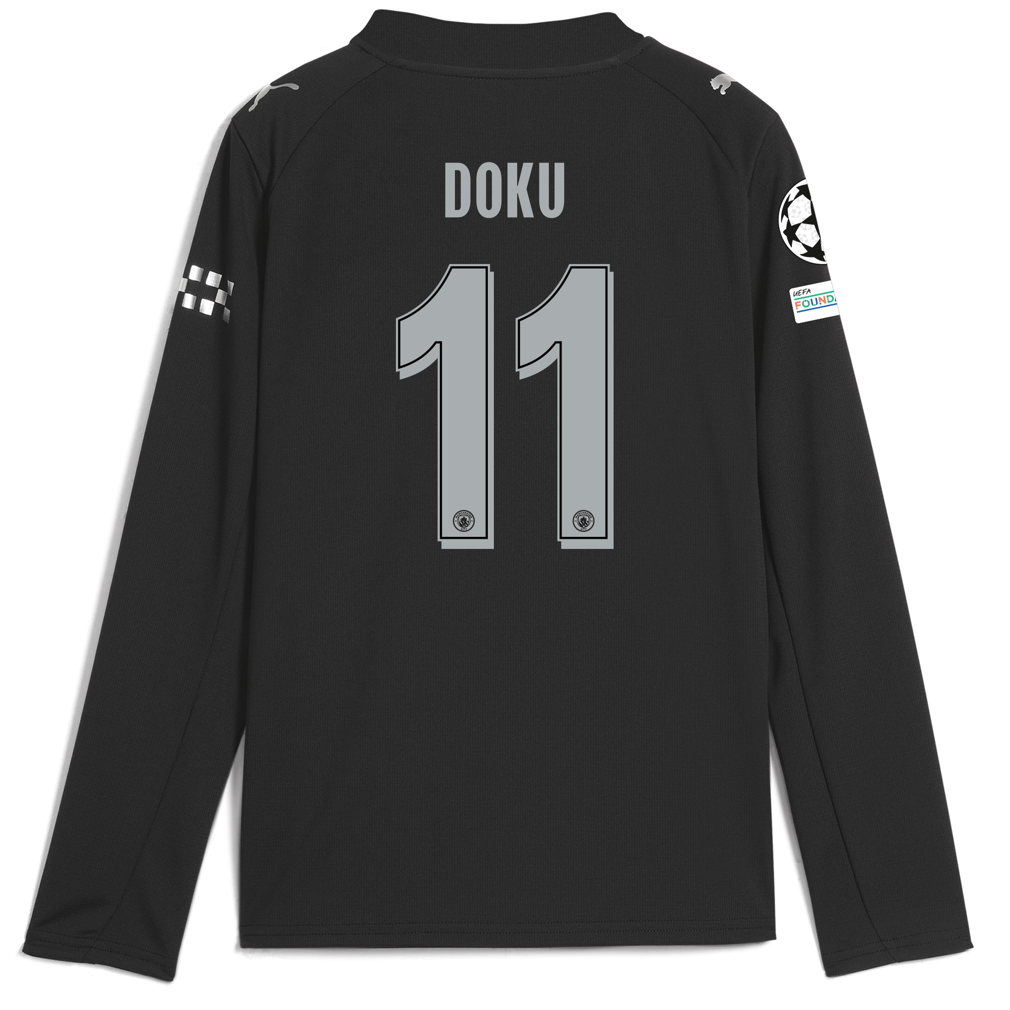 Manchester City kids manchester city man city champions league away jersey 202526 long sleeve with doku 11 printing Collection - ManchesterCitystore.com