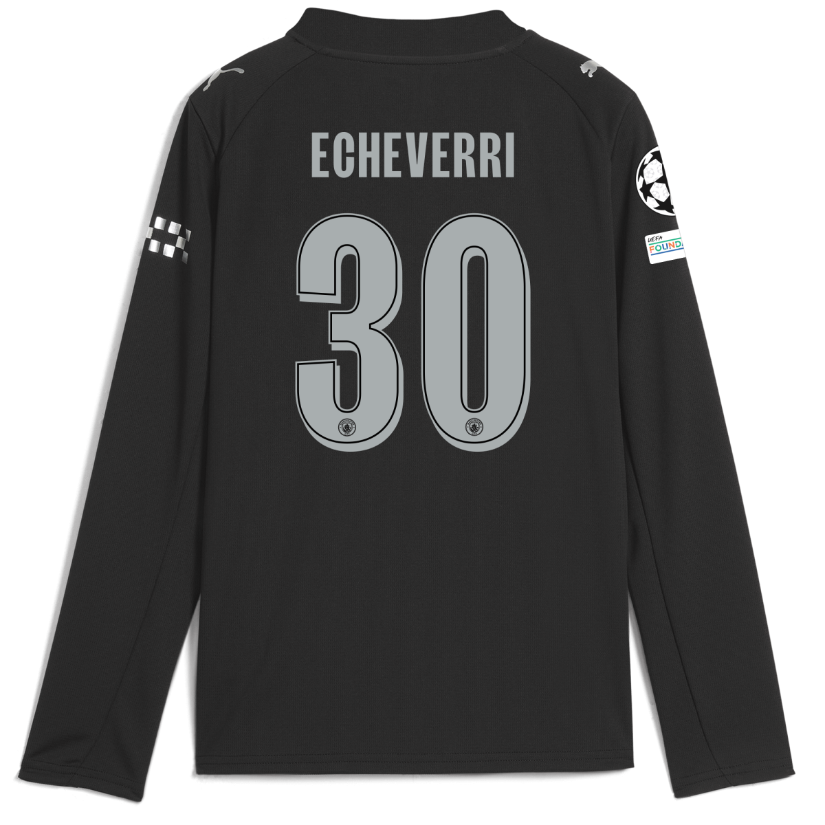Manchester City kids manchester city man city champions league away jersey 202526 long sleeve with echeverri 30 printing Collection - ManchesterCitystore.com