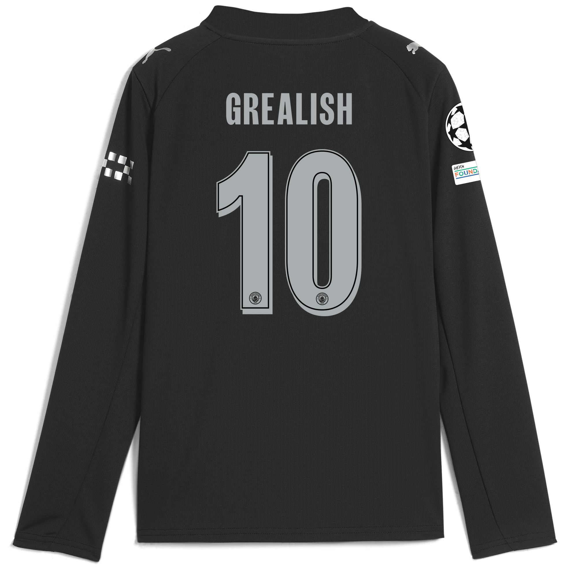 Manchester City kids manchester city man city champions league away jersey 202526 long sleeve with grealish 10 printing Collection - ManchesterCitystore.com