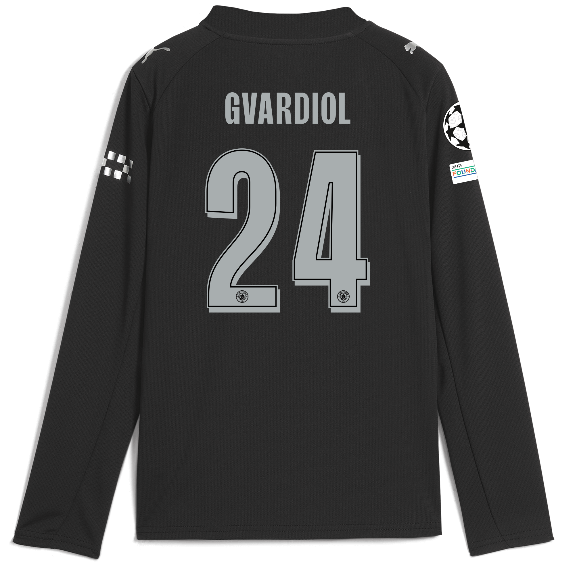 Manchester City kids manchester city man city champions league away jersey 202526 long sleeve with gvardiol 24 printing Collection - ManchesterCitystore.com