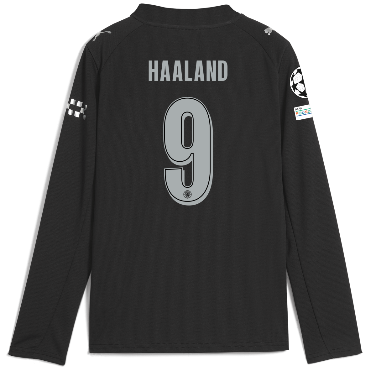 Manchester City kids manchester city man city champions league away jersey 202526 long sleeve with haaland 9 printing Collection - ManchesterCitystore.com