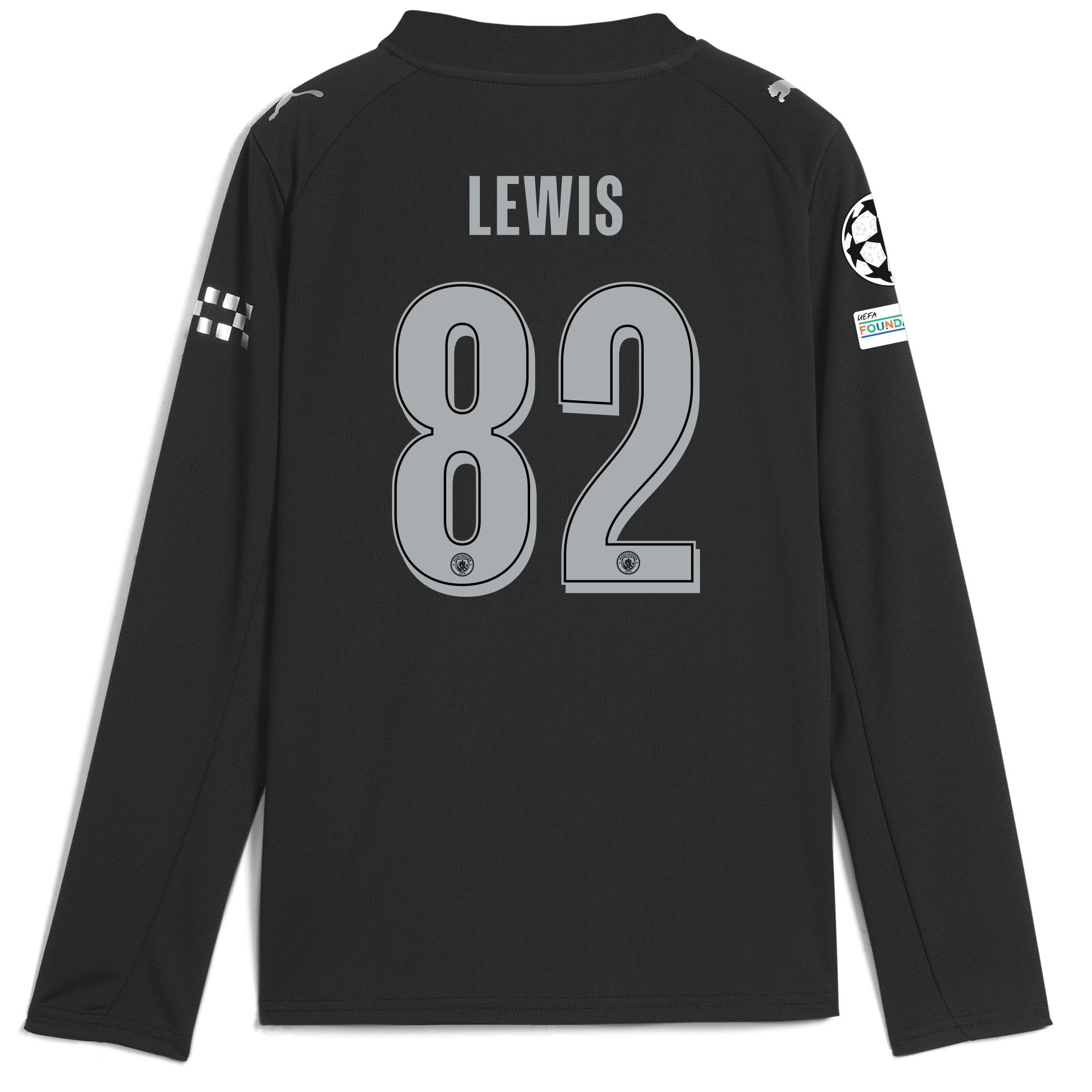 Manchester City kids manchester city man city champions league away jersey 202526 long sleeve with lewis 82 printing Collection - ManchesterCitystore.com