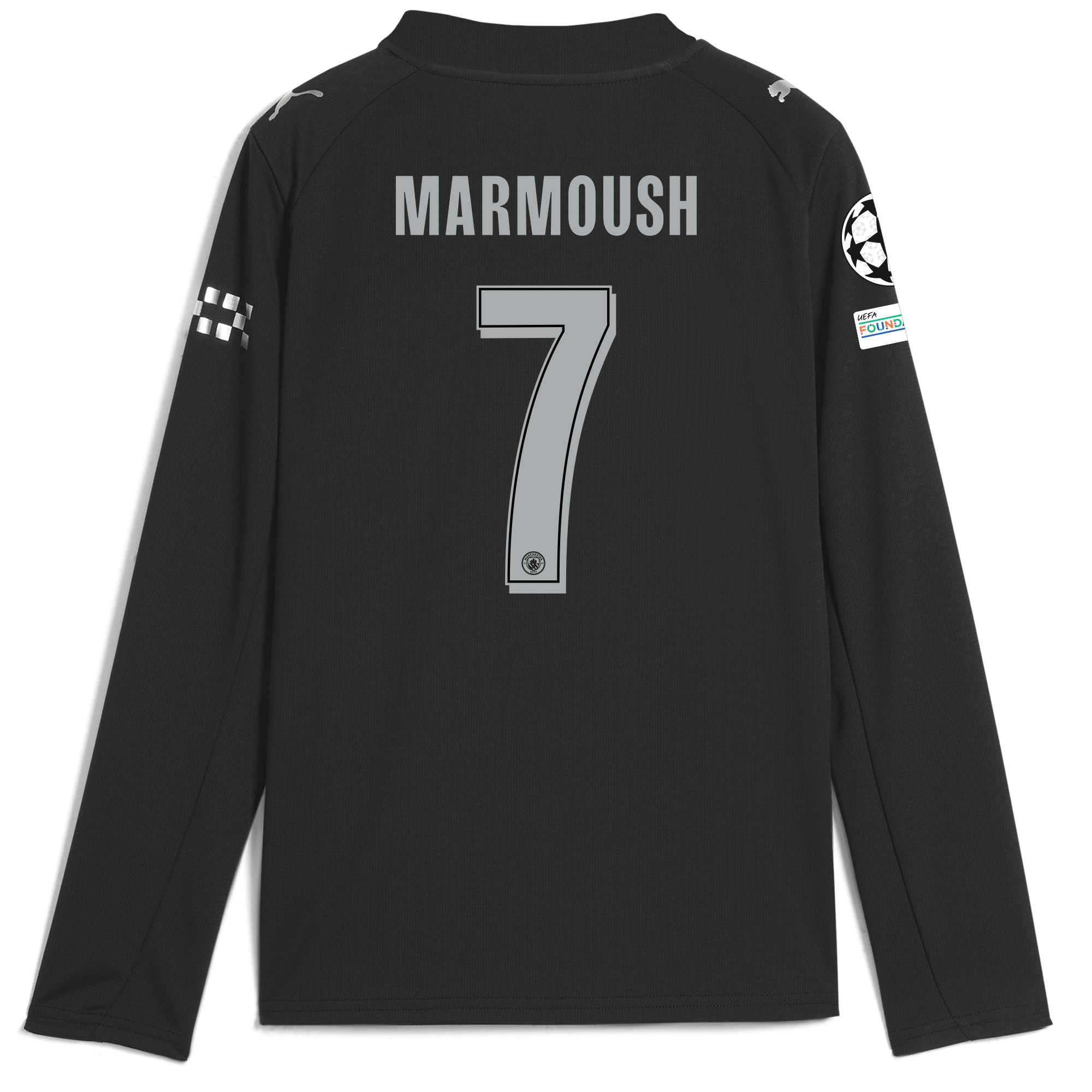 Manchester City kids manchester city man city champions league away jersey 202526 long sleeve with marmoush 7 printing Collection - ManchesterCitystore.com