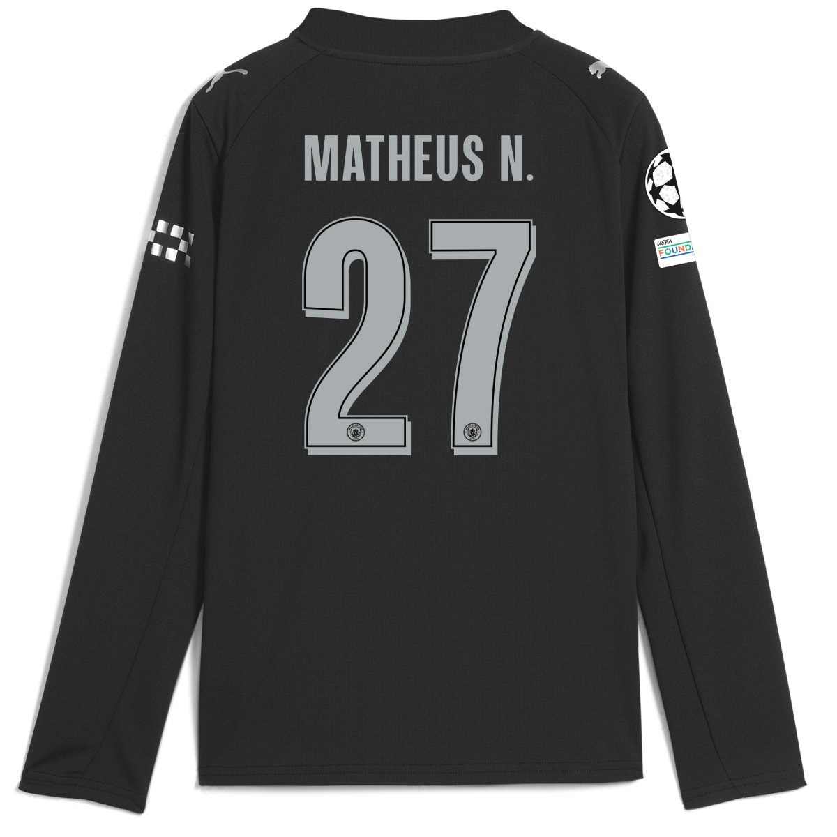 Manchester City kids manchester city man city champions league away jersey 202526 long sleeve with matheus n. 27 printing Collection - ManchesterCitystore.com
