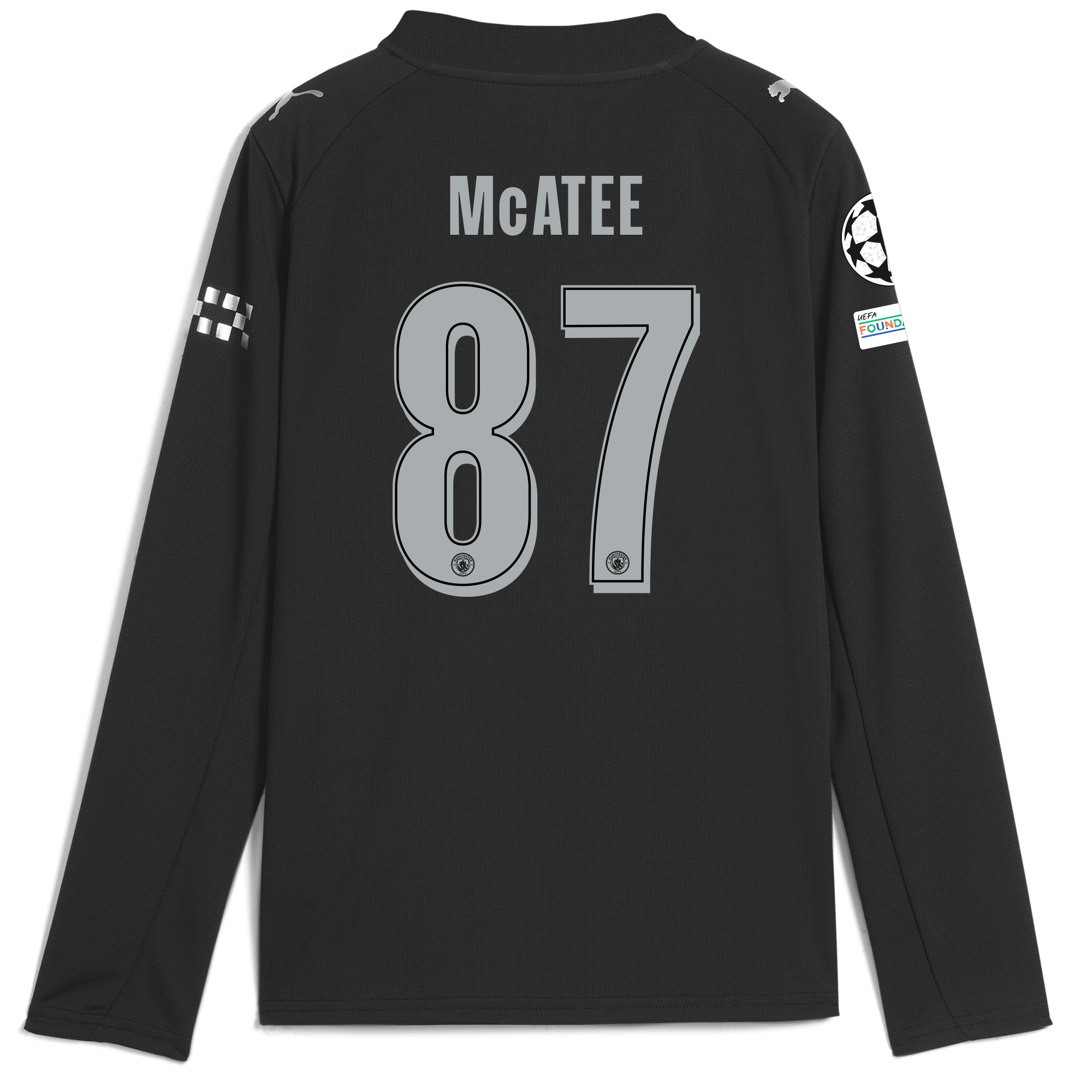 Manchester City kids manchester city man city champions league away jersey 202526 long sleeve with mcatee 87 printing Collection - ManchesterCitystore.com