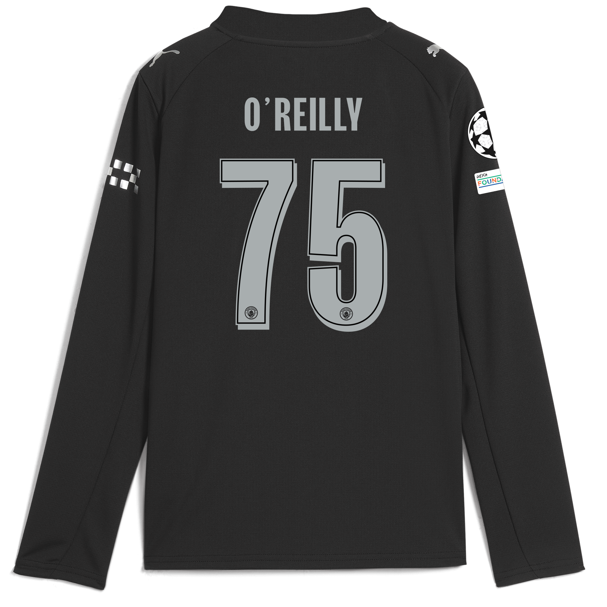 Manchester City kids manchester city man city champions league away jersey 202526 long sleeve with oreilly 75 printing Collection - ManchesterCitystore.com