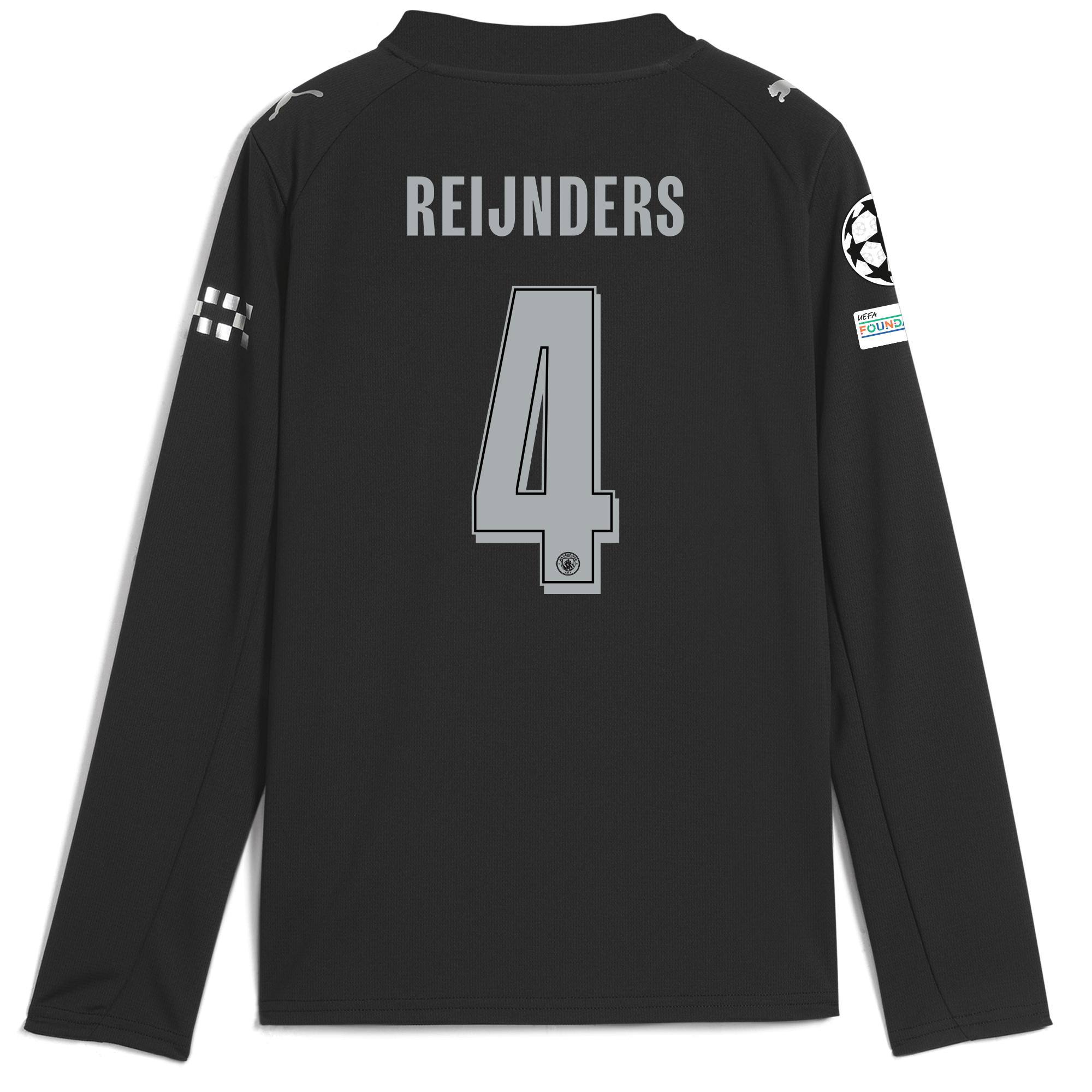 Manchester City kids manchester city man city champions league away jersey 202526 long sleeve with reijnders 4 printing Collection - ManchesterCitystore.com