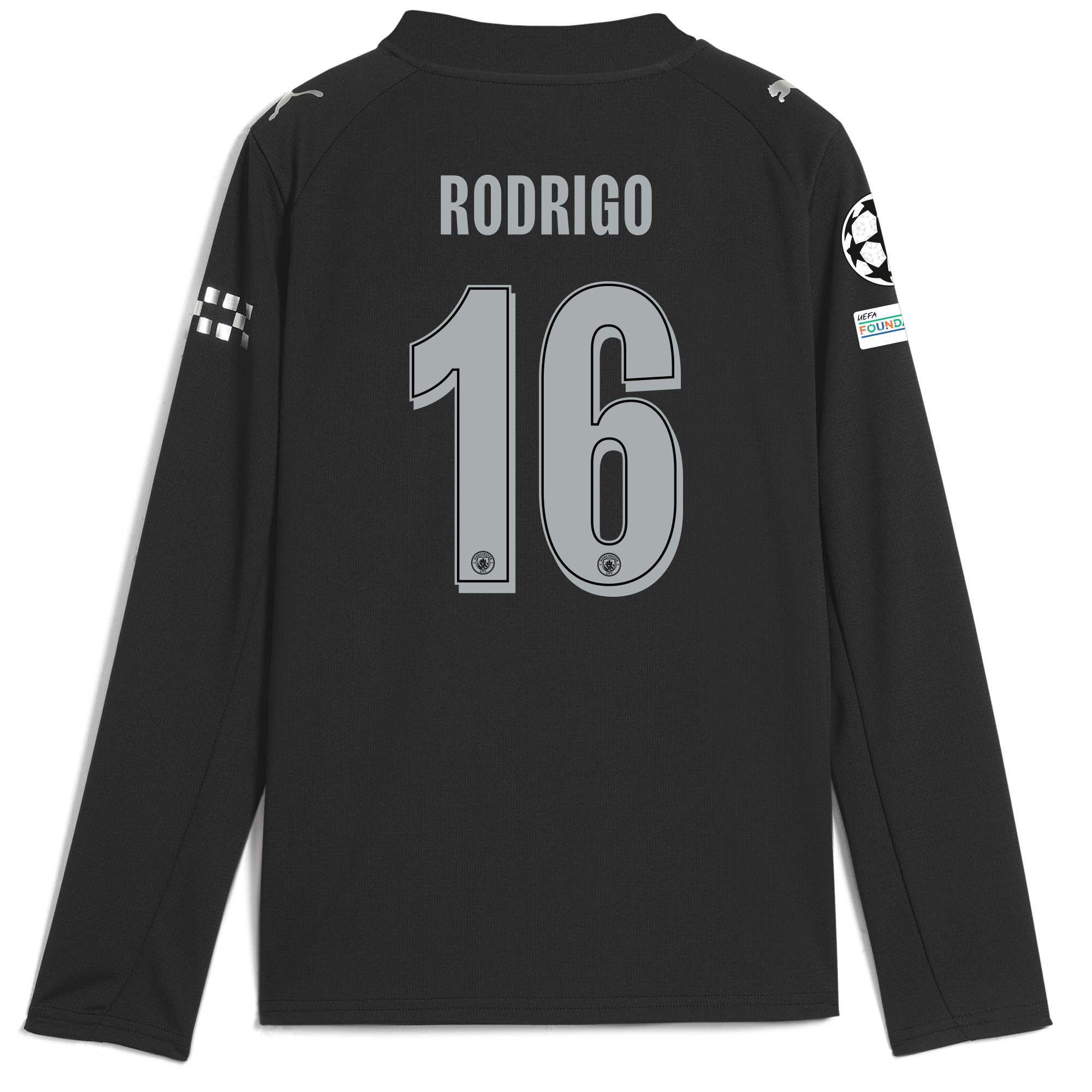 Manchester City kids manchester city man city champions league away jersey 202526 long sleeve with rodrigo 16 printing Collection - ManchesterCitystore.com