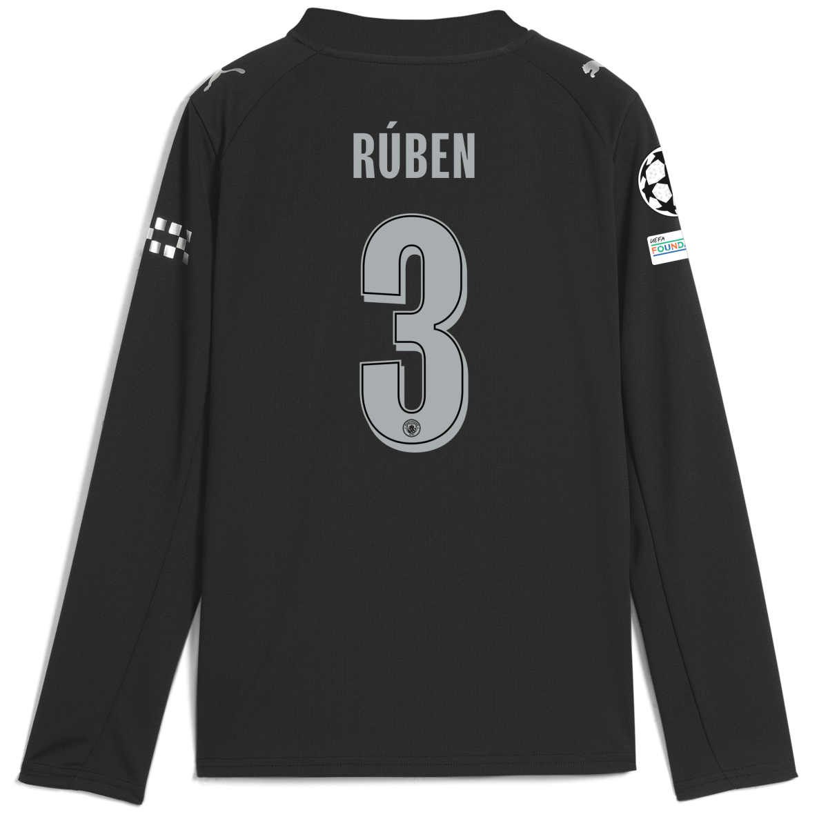 Manchester City kids manchester city man city champions league away jersey 202526 long sleeve with ruben 3 printing Collection - ManchesterCitystore.com