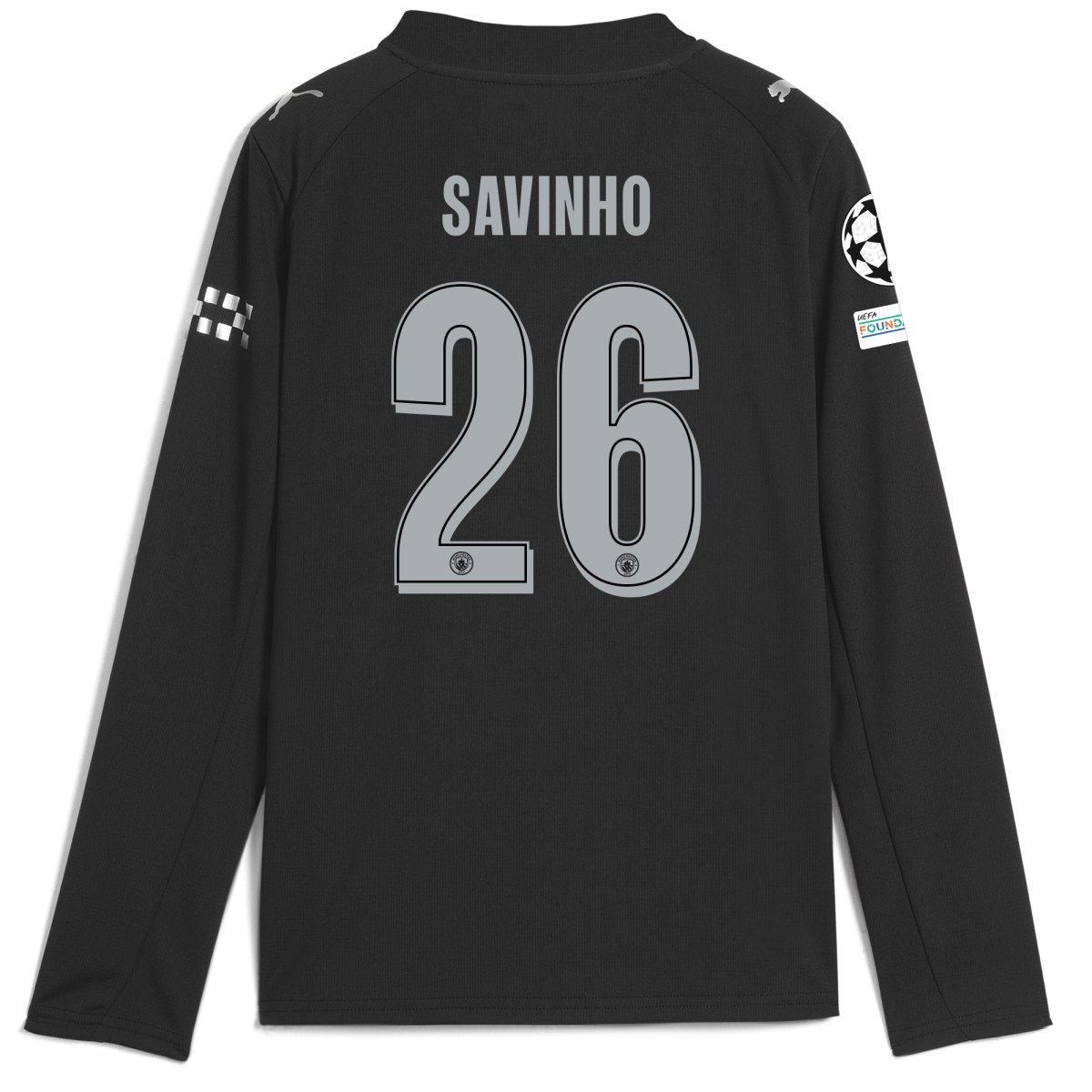 Manchester City kids manchester city man city champions league away jersey 202526 long sleeve with savinho 26 printing Collection - ManchesterCitystore.com
