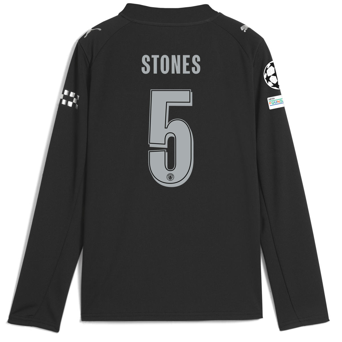 Manchester City kids manchester city man city champions league away jersey 202526 long sleeve with stones 5 printing Collection - ManchesterCitystore.com