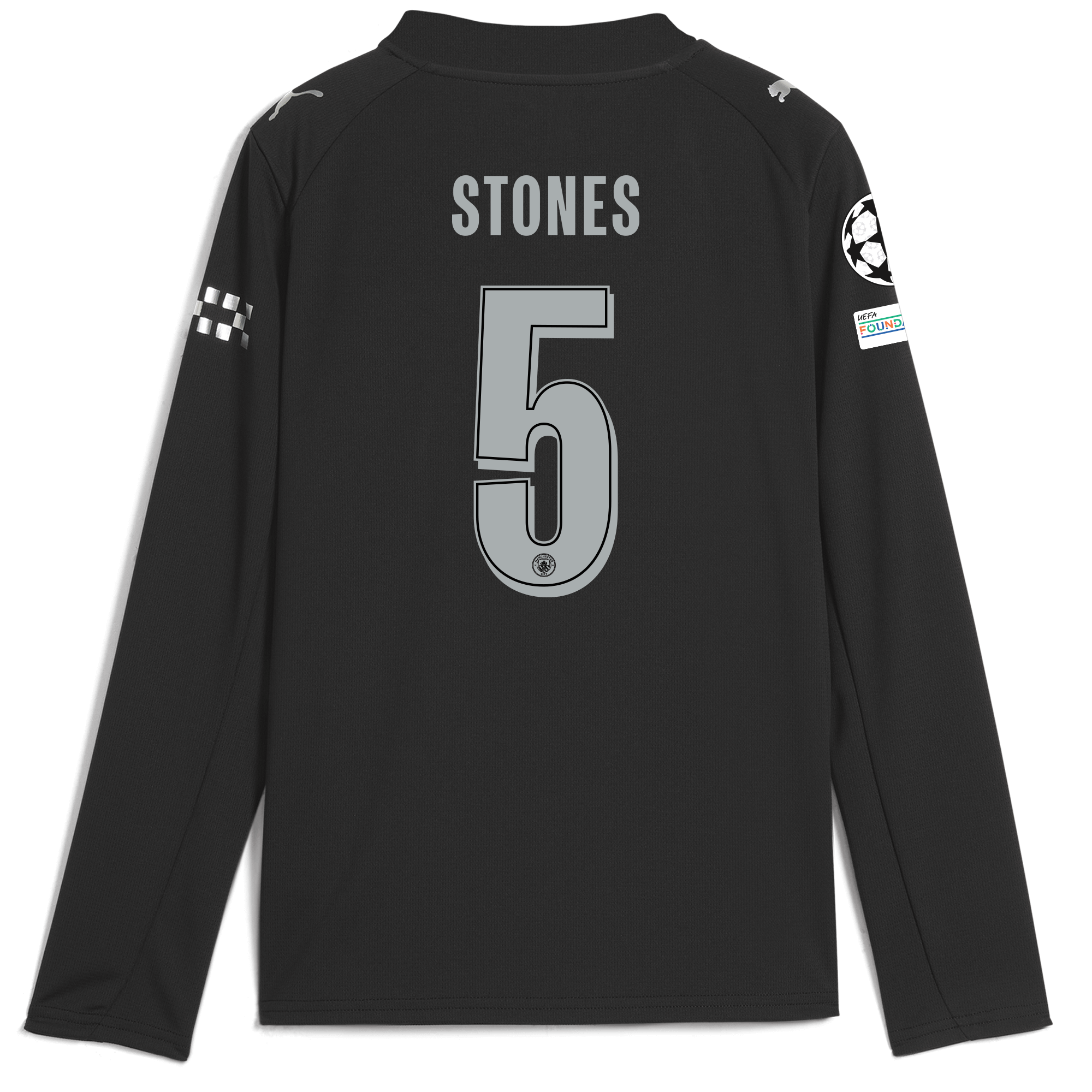 Manchester City kids manchester city man city champions league away jersey 202526 long sleeve with stones 5 printing Collection - ManchesterCitystore.com