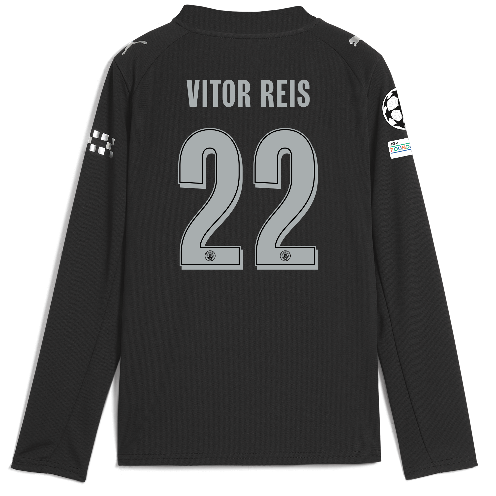 Manchester City kids manchester city man city champions league away jersey 202526 long sleeve with vitor reis 22 printing Collection - ManchesterCitystore.com