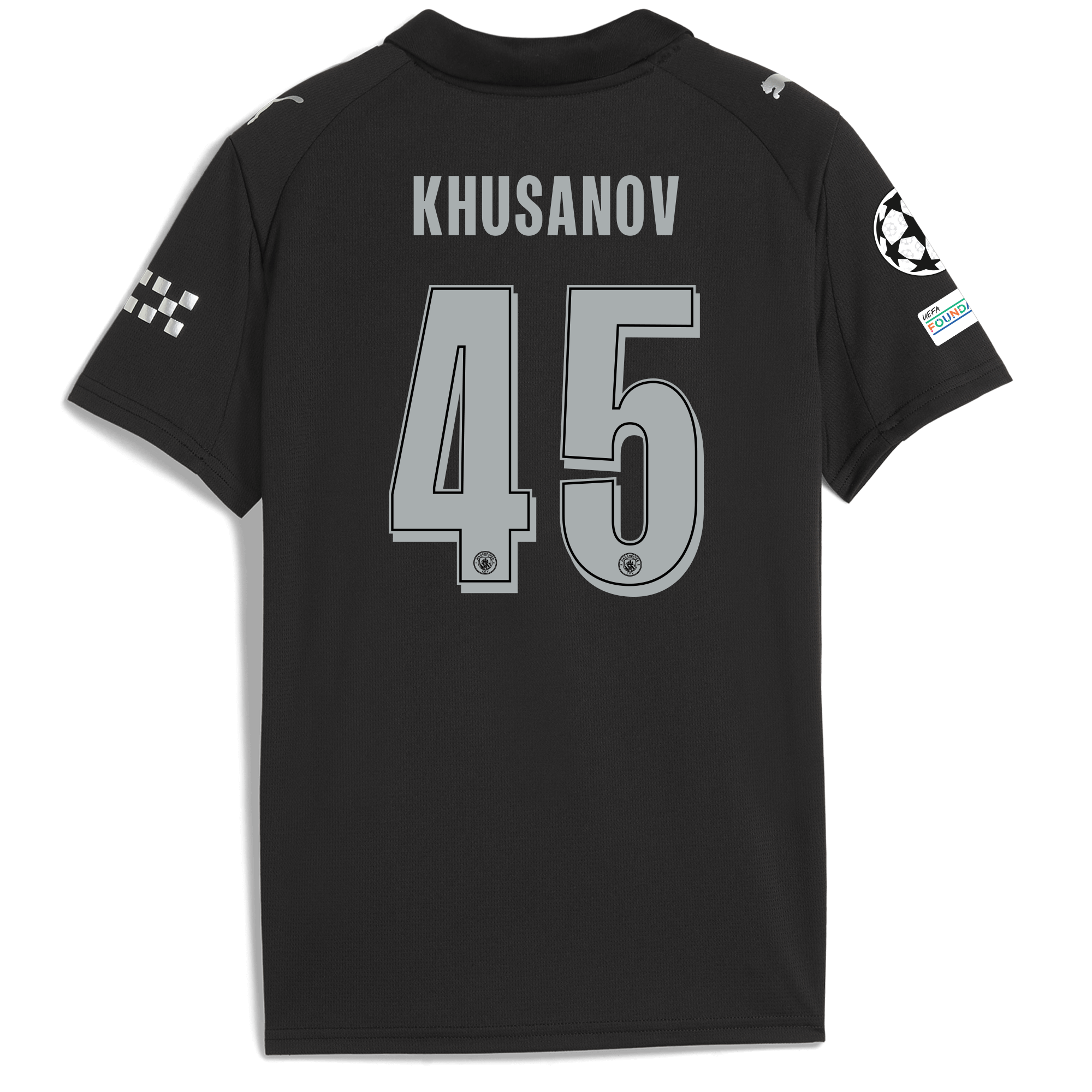 Manchester City kids manchester city man city champions league away jersey 202526 with khusanov 45 printing Collection - ManchesterCitystore.com