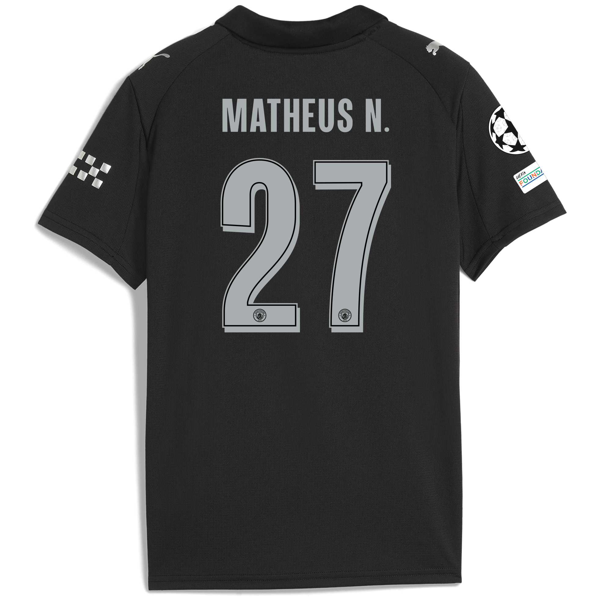 Manchester City kids manchester city man city champions league away jersey 202526 with matheus n. 27 printing Collection - ManchesterCitystore.com