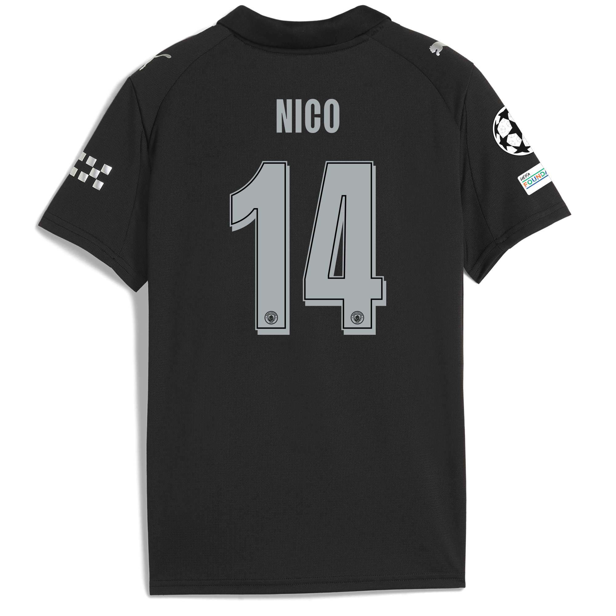 Manchester City kids manchester city man city champions league away jersey 202526 with nico 14 printing Collection - ManchesterCitystore.com
