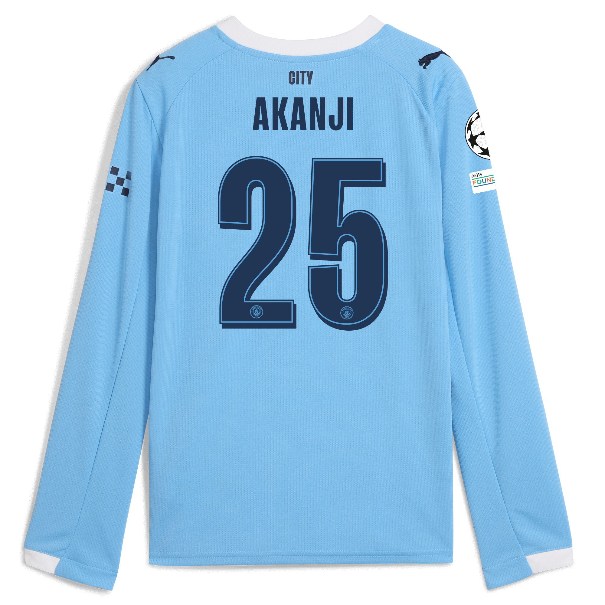 Manchester City kids manchester city man city champions league home jersey 202526 long sleeve with akanji 25 printing Collection - ManchesterCitystore.com