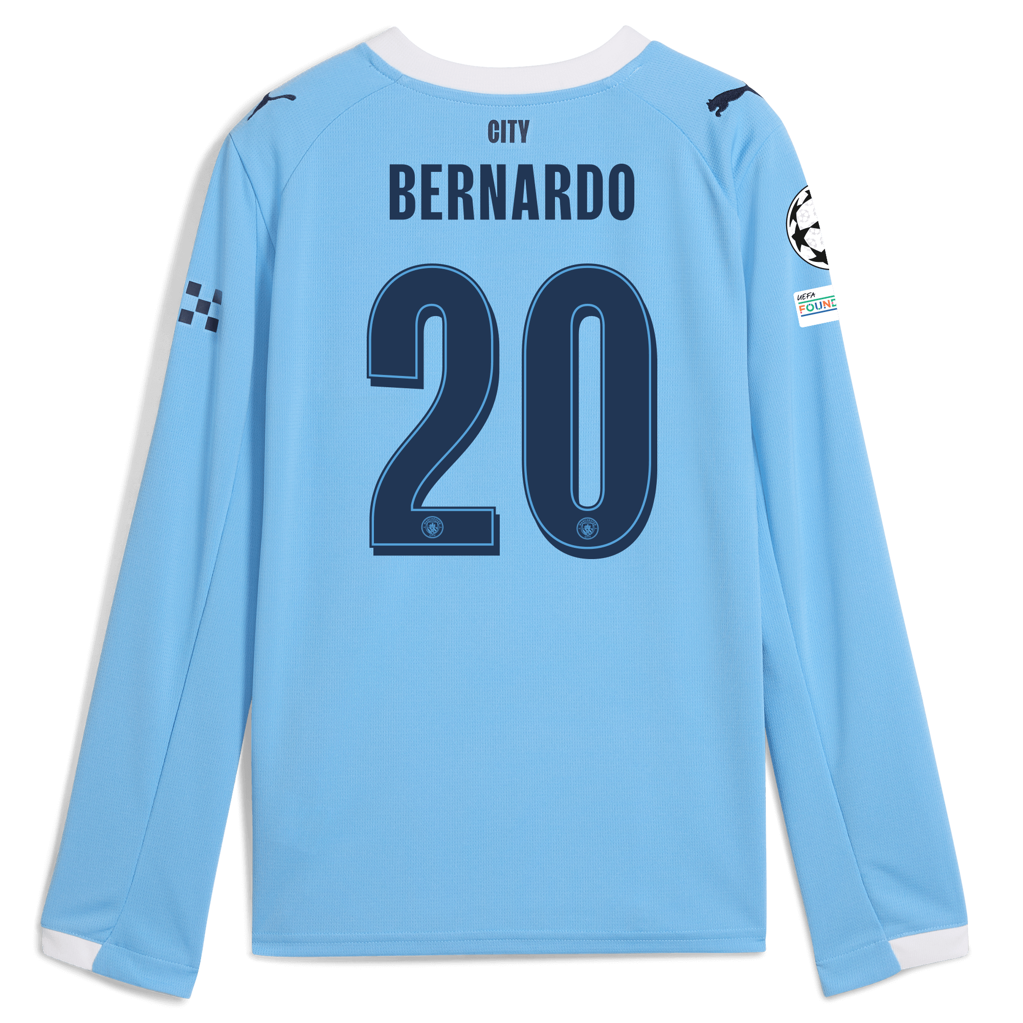 Manchester City kids manchester city man city champions league home jersey 202526 long sleeve with bernardo 20 printing Collection - ManchesterCitystore.com