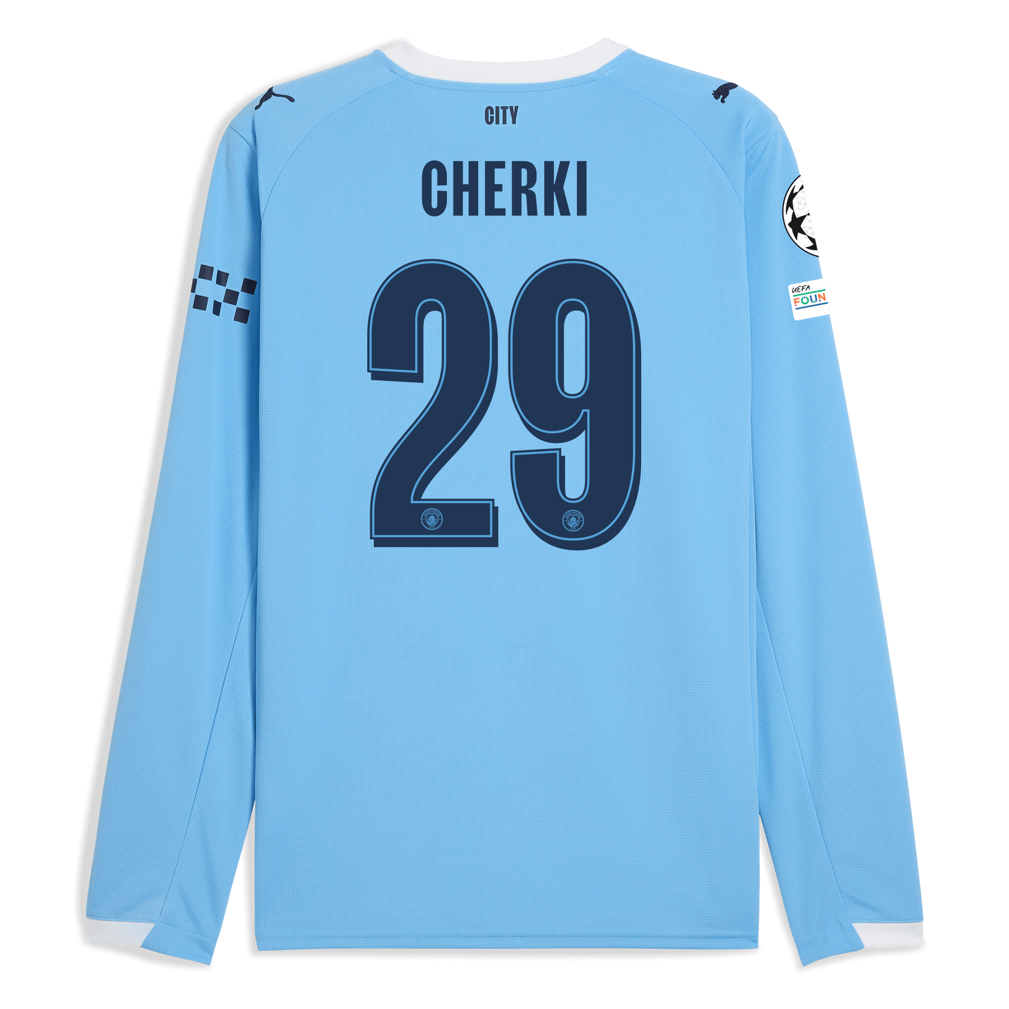 Manchester City kids manchester city man city champions league home jersey 202526 long sleeve with cherki 29 printing Collection - ManchesterCitystore.com