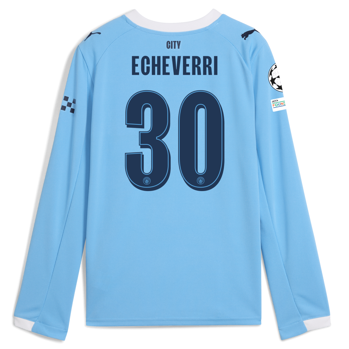 Manchester City kids manchester city man city champions league home jersey 202526 long sleeve with echeverri 30 printing Collection - ManchesterCitystore.com
