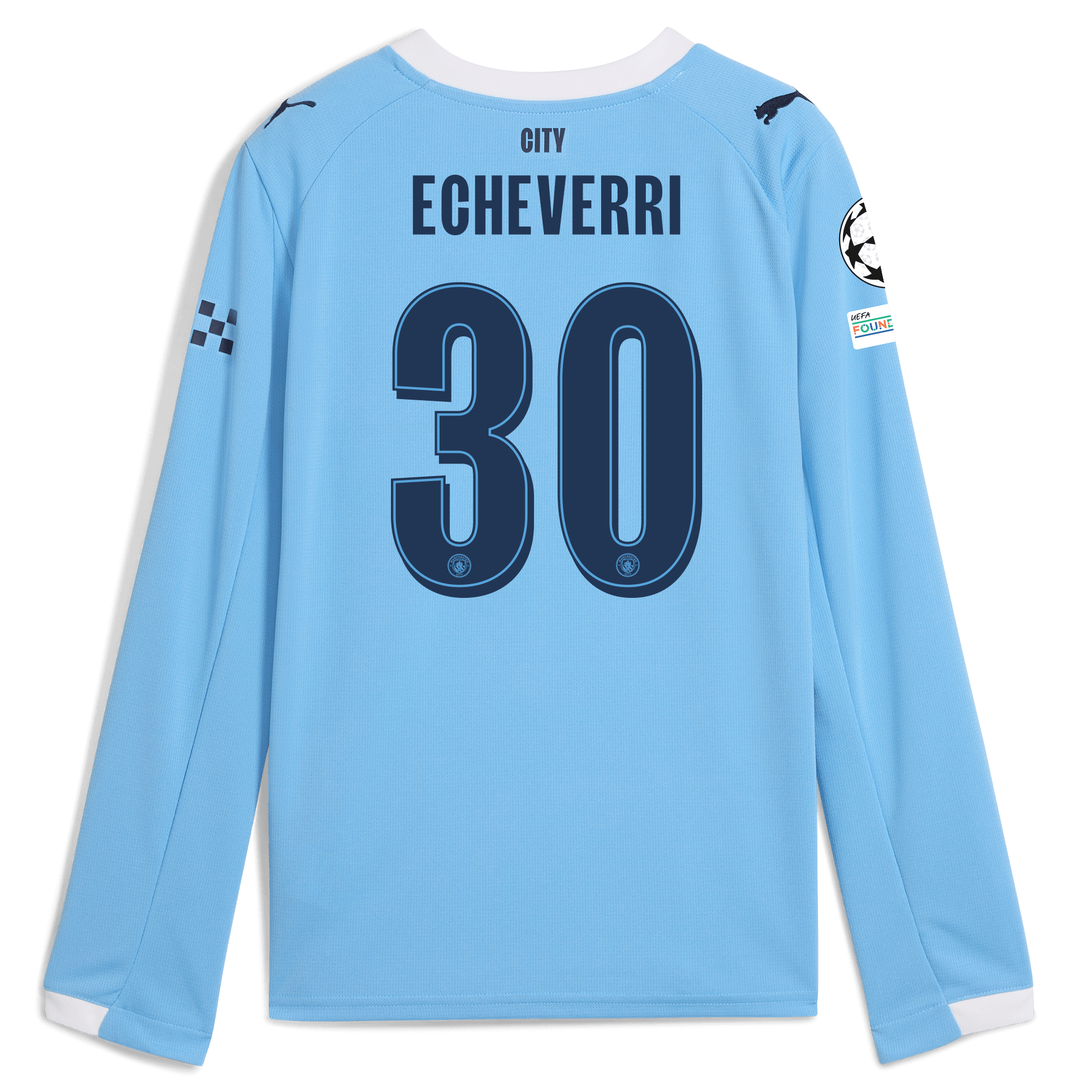 Manchester City kids manchester city man city champions league home jersey 202526 long sleeve with echeverri 30 printing Collection - ManchesterCitystore.com