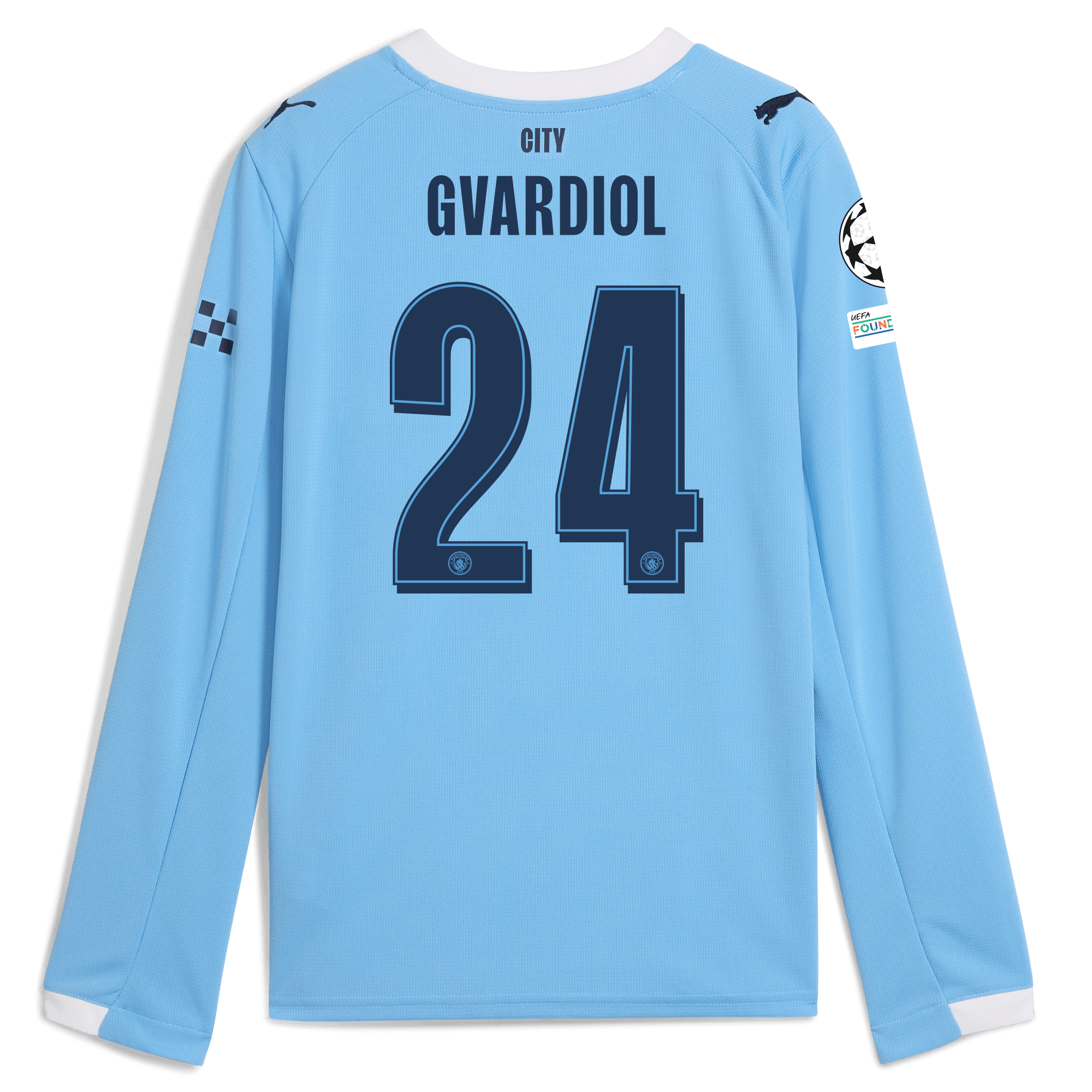 Manchester City kids manchester city man city champions league home jersey 202526 long sleeve with gvardiol 24 printing Collection - ManchesterCitystore.com