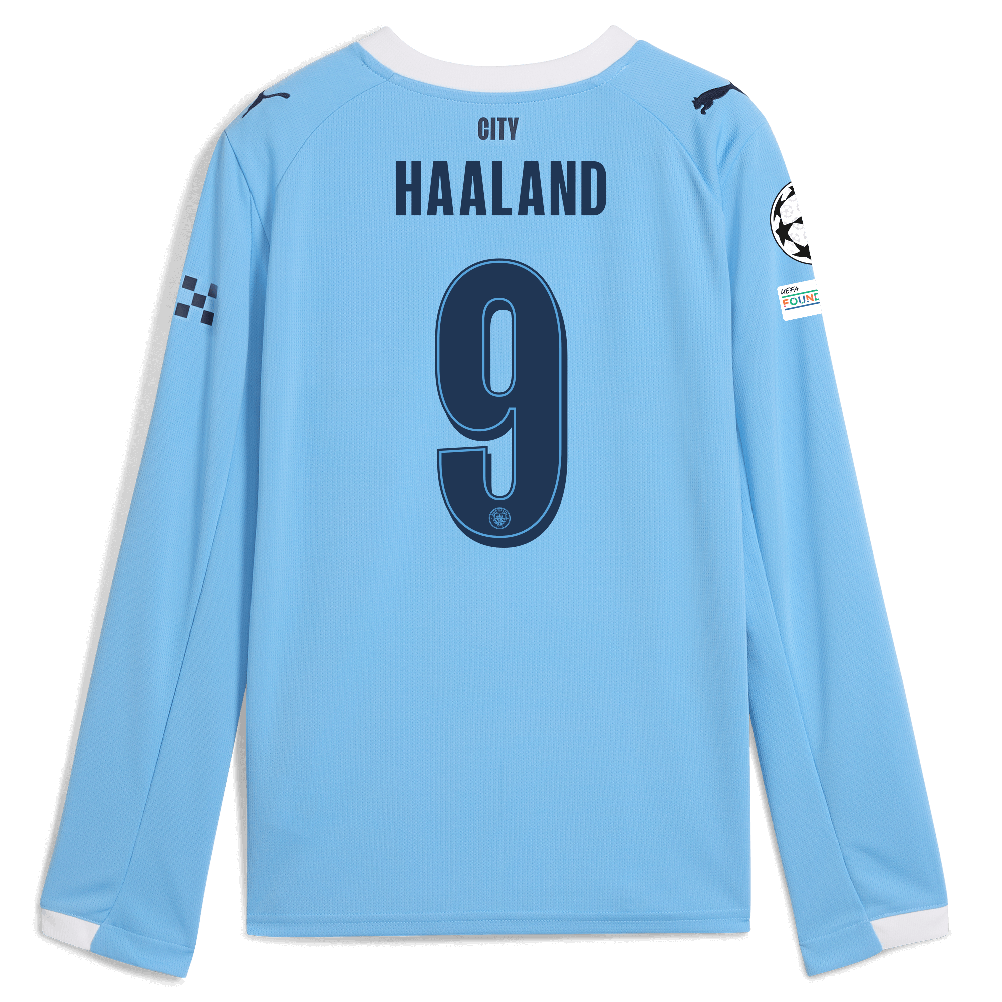 Manchester City kids manchester city man city champions league home jersey 202526 long sleeve with haaland 9 printing Collection - ManchesterCitystore.com