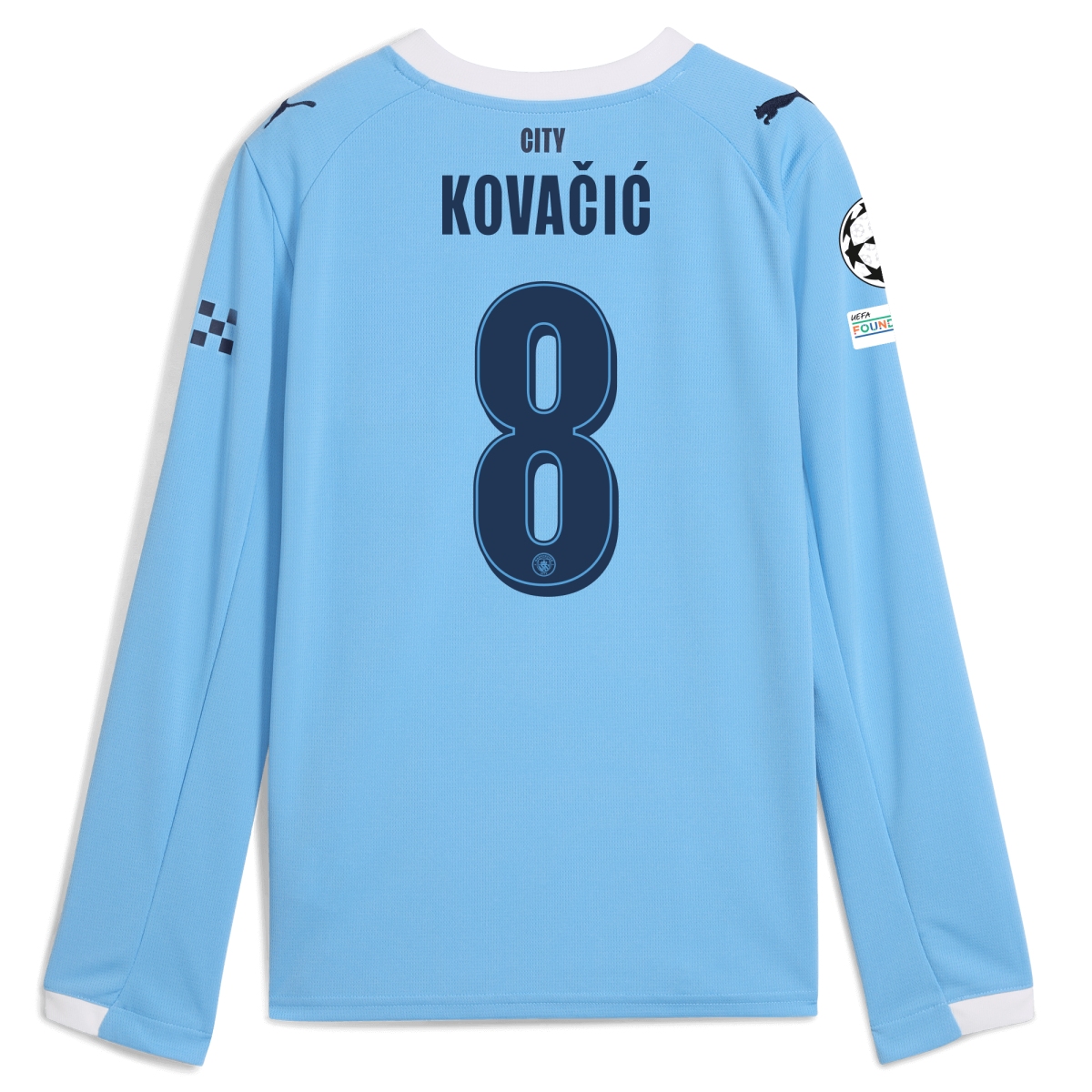 Manchester City kids manchester city man city champions league home jersey 202526 long sleeve with kovacic 8 printing Collection - ManchesterCitystore.com