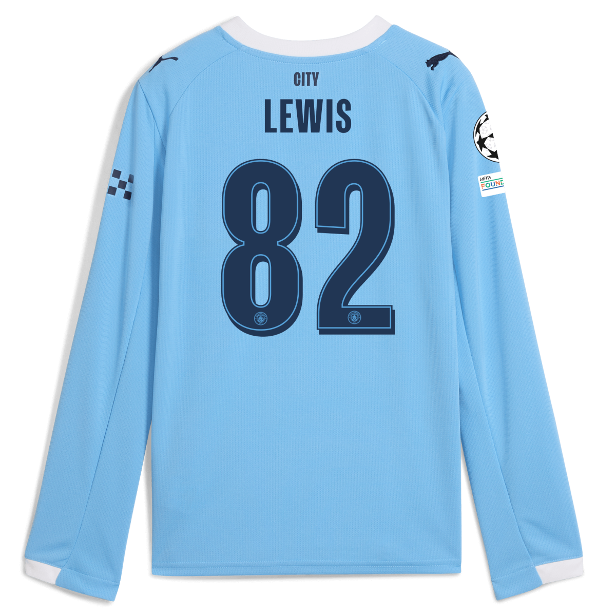 Manchester City kids manchester city man city champions league home jersey 202526 long sleeve with lewis 82 printing Collection - ManchesterCitystore.com
