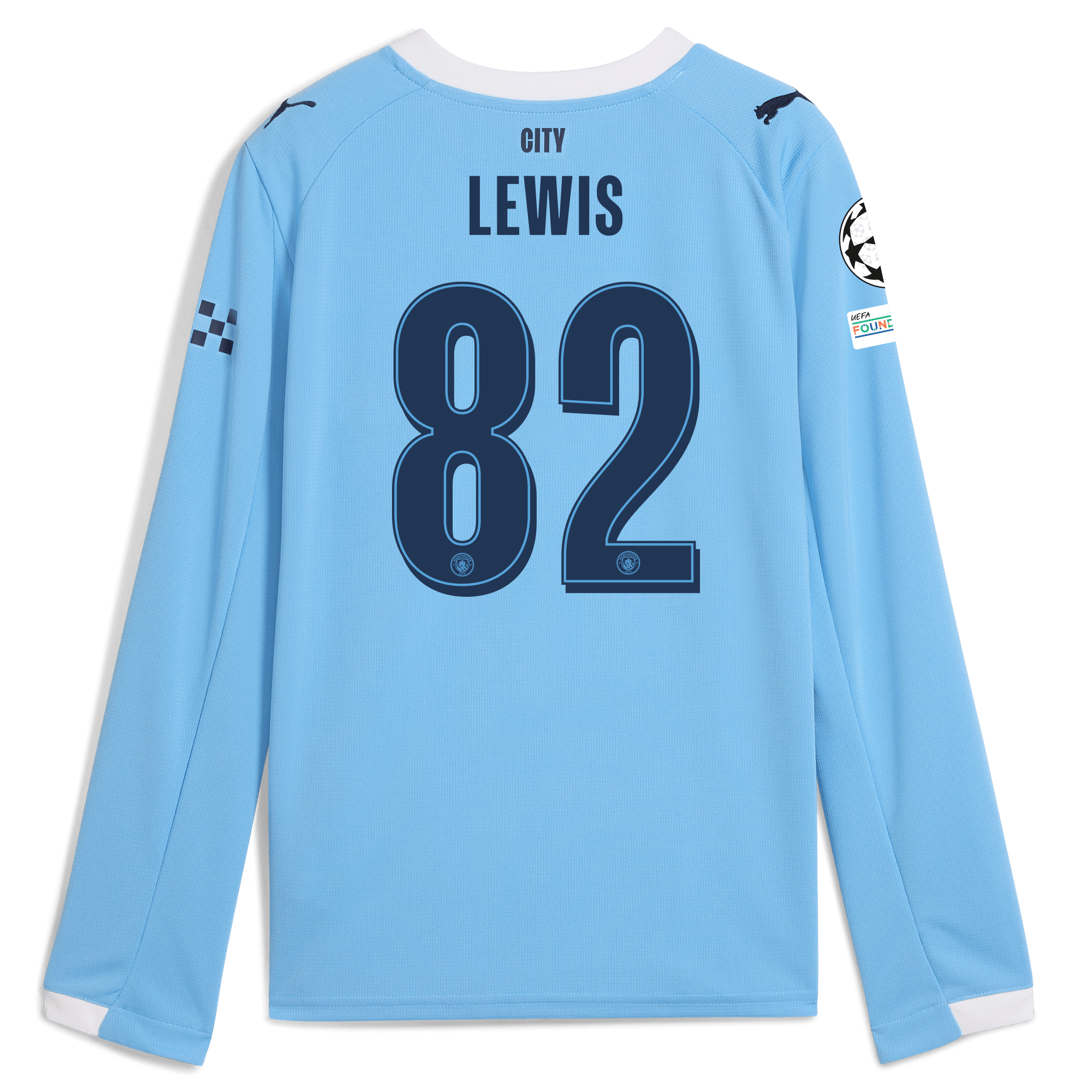 Manchester City kids manchester city man city champions league home jersey 202526 long sleeve with lewis 82 printing Collection - ManchesterCitystore.com