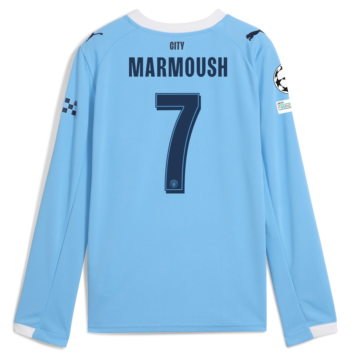 Manchester City kids manchester city man city champions league home jersey 202526 long sleeve with marmoush 7 printing Collection - ManchesterCitystore.com