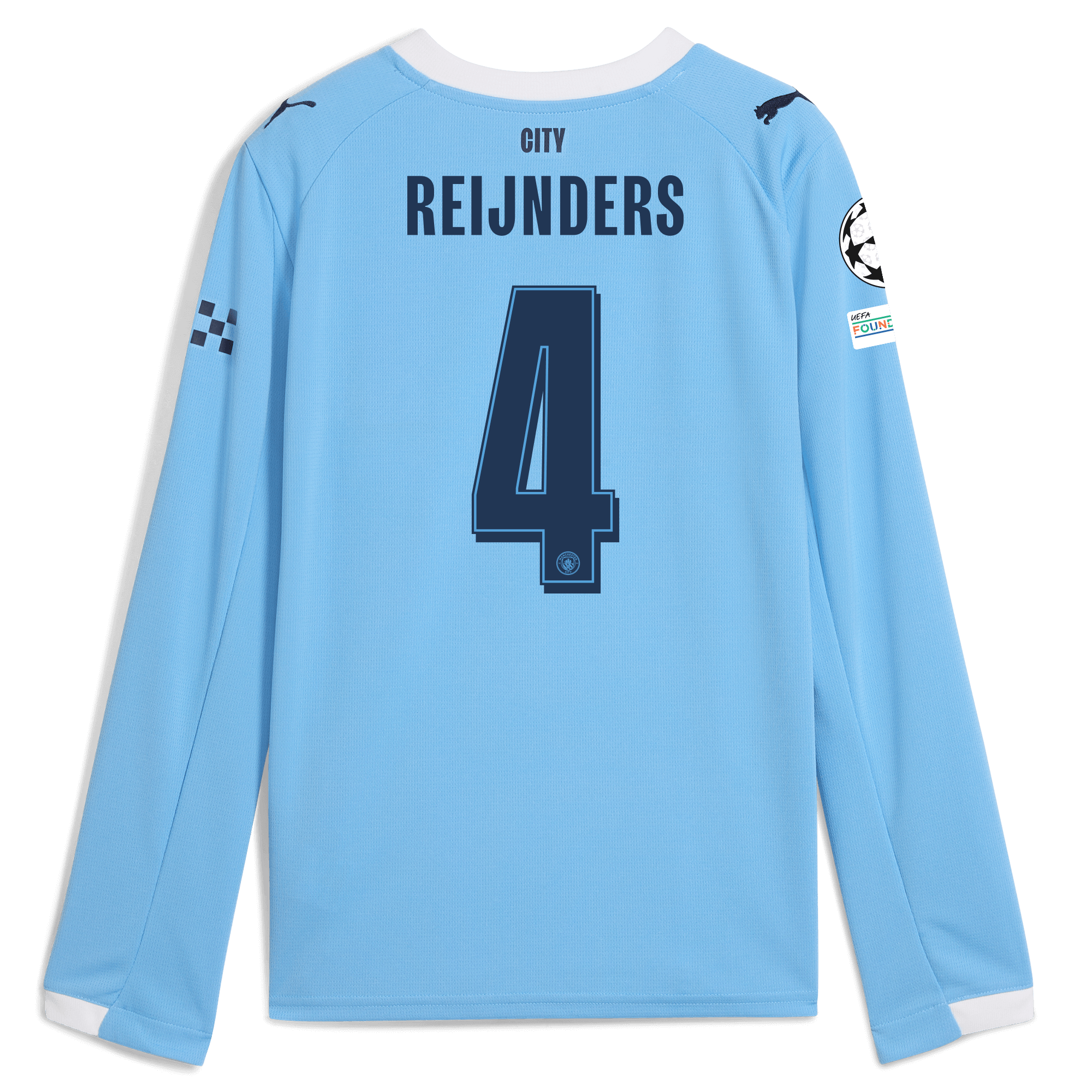 Manchester City kids manchester city man city champions league home jersey 202526 long sleeve with reijnders 4 printing Collection - ManchesterCitystore.com