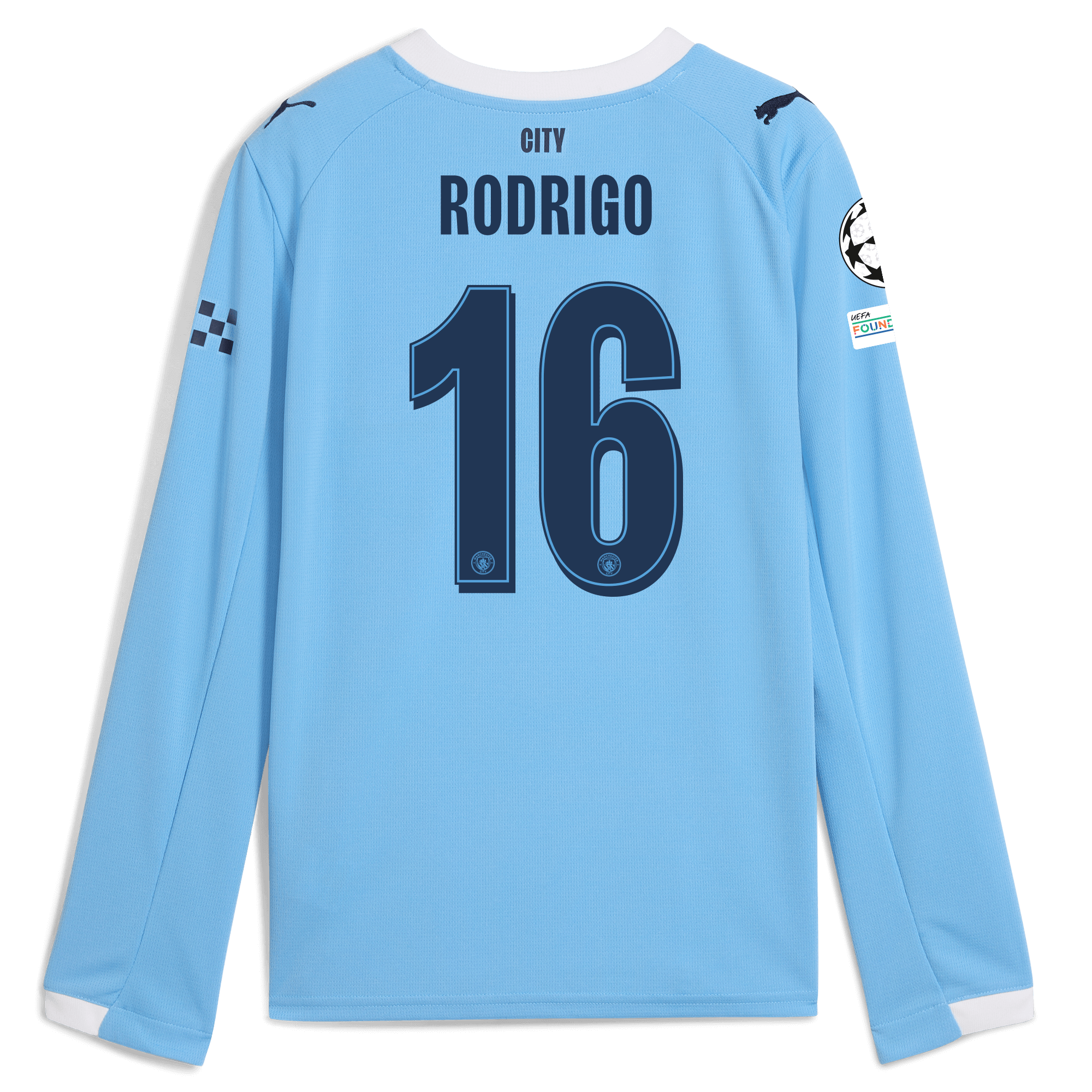 Manchester City kids manchester city man city champions league home jersey 202526 long sleeve with rodrigo 16 printing Collection - ManchesterCitystore.com