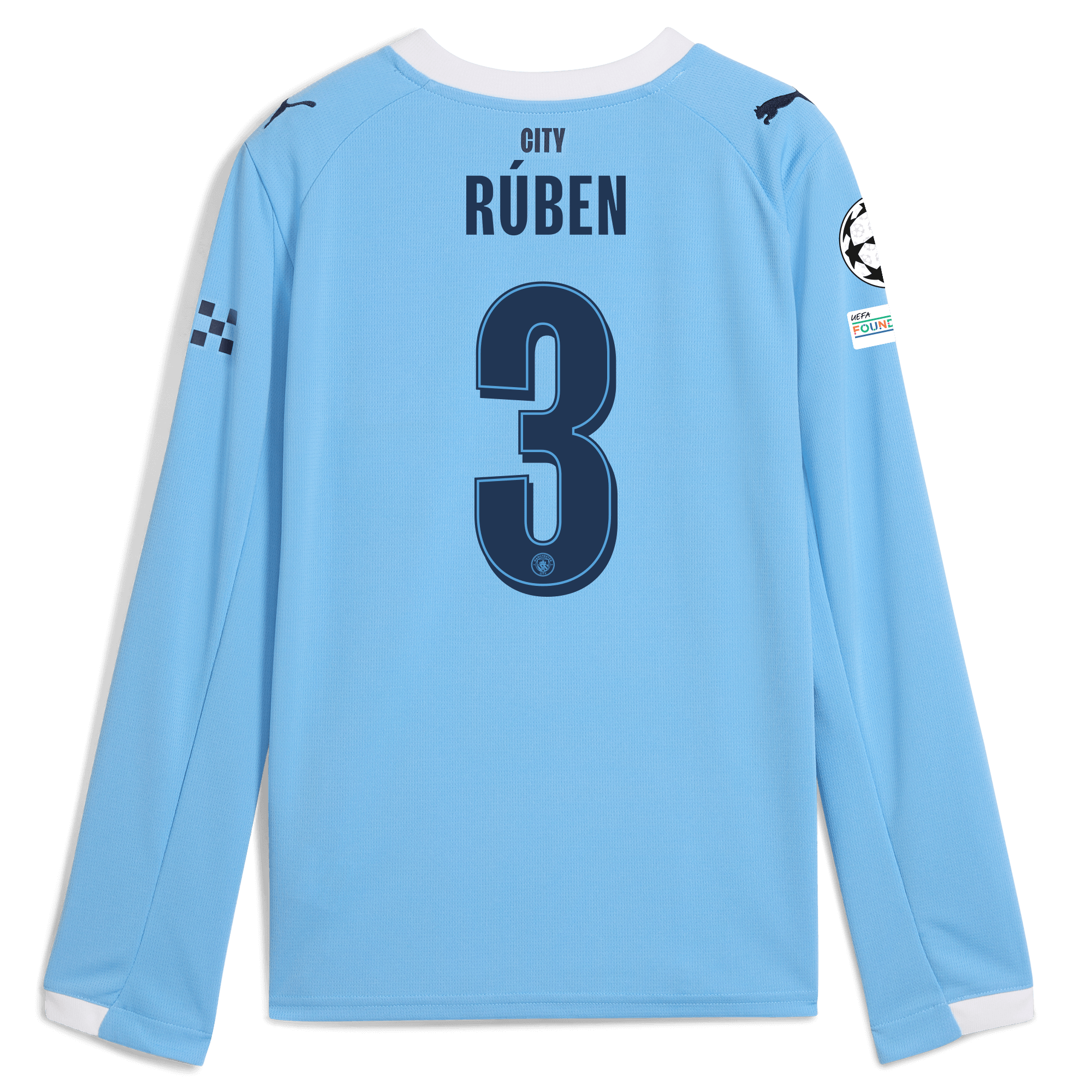 Manchester City kids manchester city man city champions league home jersey 202526 long sleeve with ruben 3 printing Collection - ManchesterCitystore.com