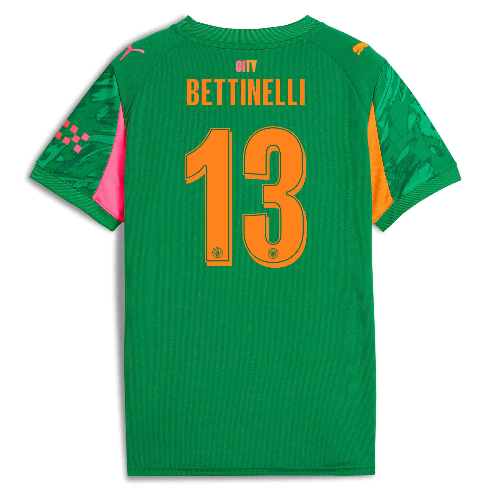 Manchester City kids manchester city man city goalkeeper jersey green 202526 with bettinelli 13 printing Collection - ManchesterCitystore.com