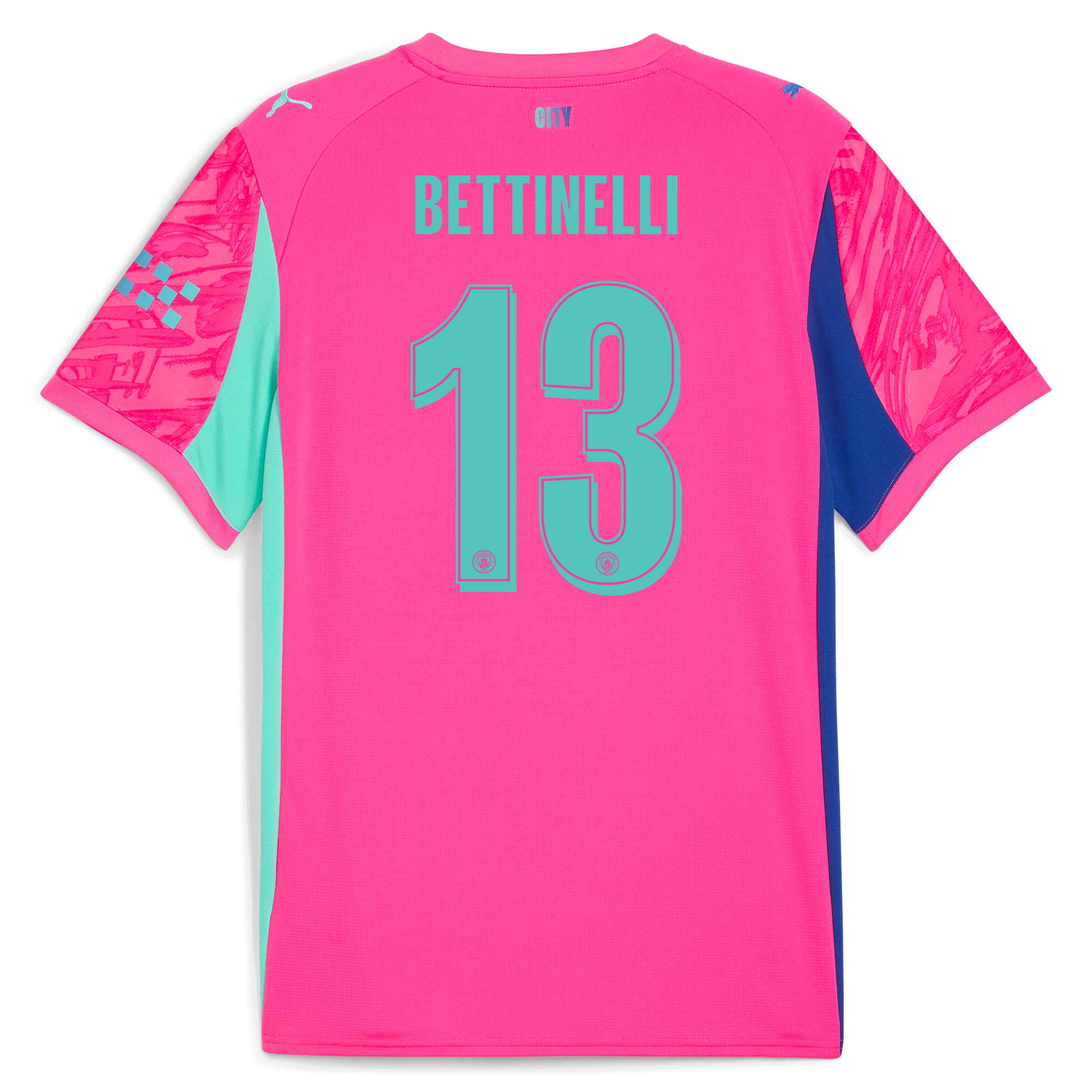 Manchester City kids manchester city man city goalkeeper jersey pink 202526 with bettinelli 13 printing Collection - ManchesterCitystore.com