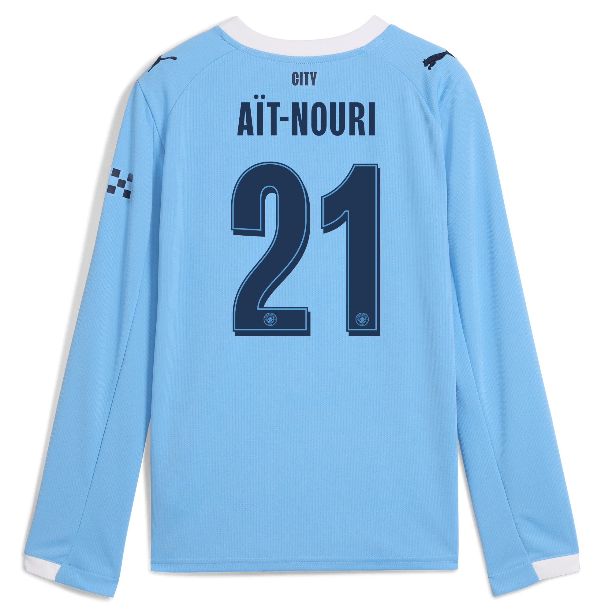 Manchester City kids manchester city man city home jersey 202526 long sleeve with ait-nouri 21 printing Collection - ManchesterCitystore.com