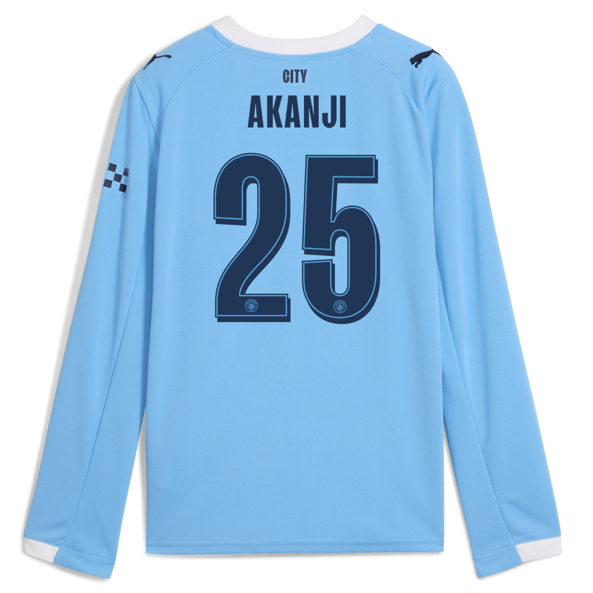 Manchester City kids manchester city man city home jersey 202526 long sleeve with akanji 25 printing Collection - ManchesterCitystore.com
